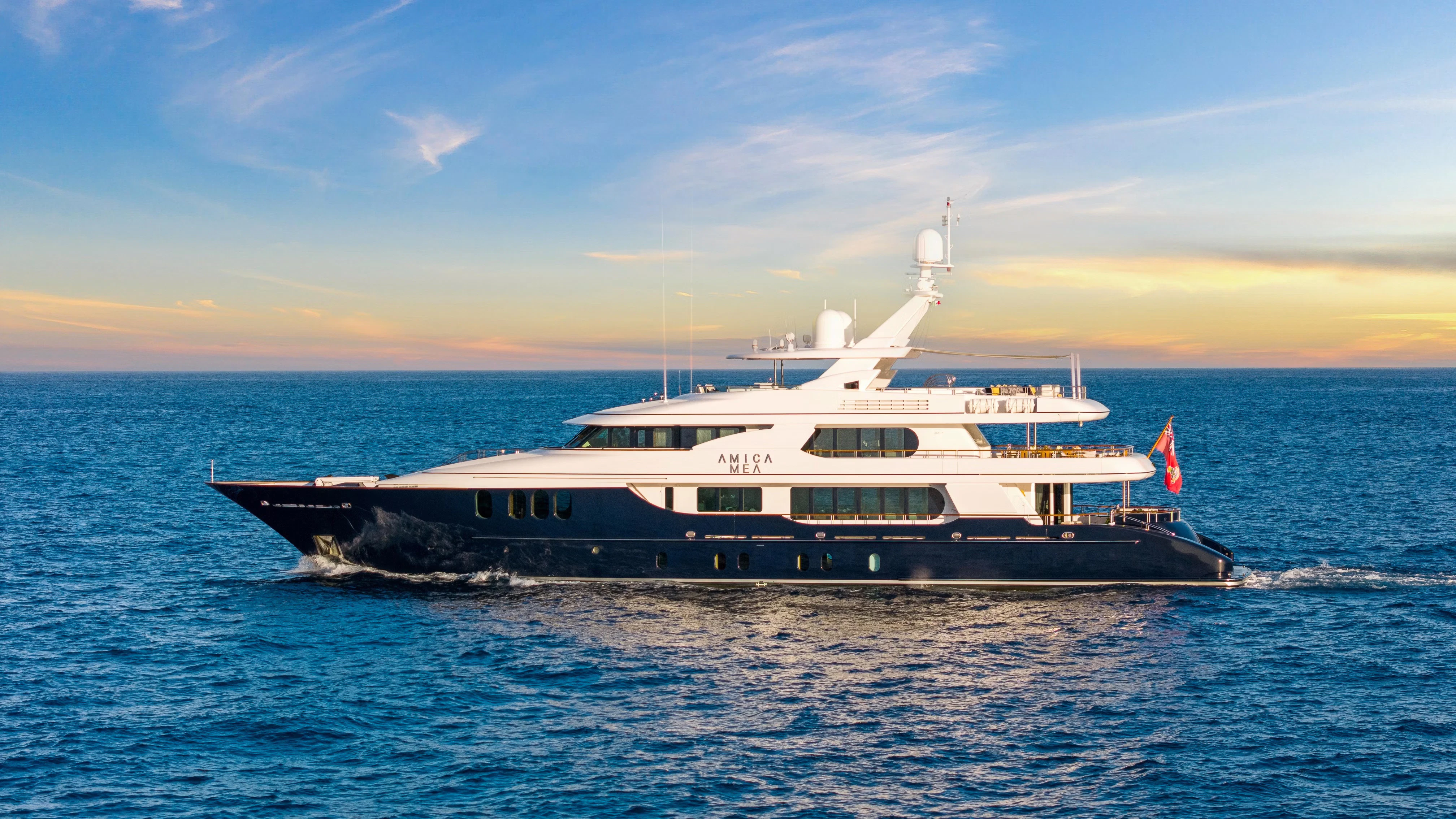 a boat in the water aboard AMICA MEA Yacht for Sale