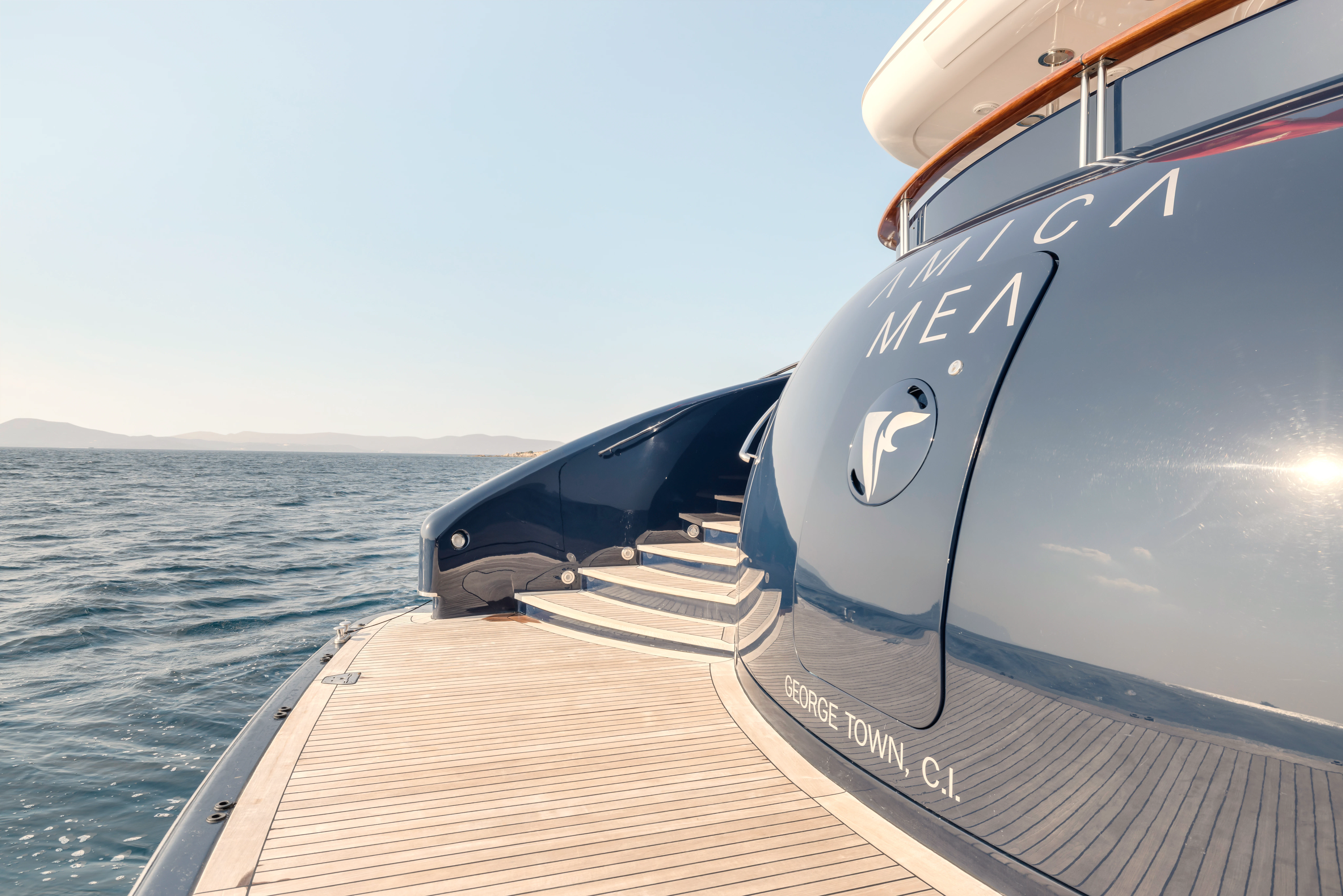 a boat on the water aboard AMICA MEA Yacht for Sale