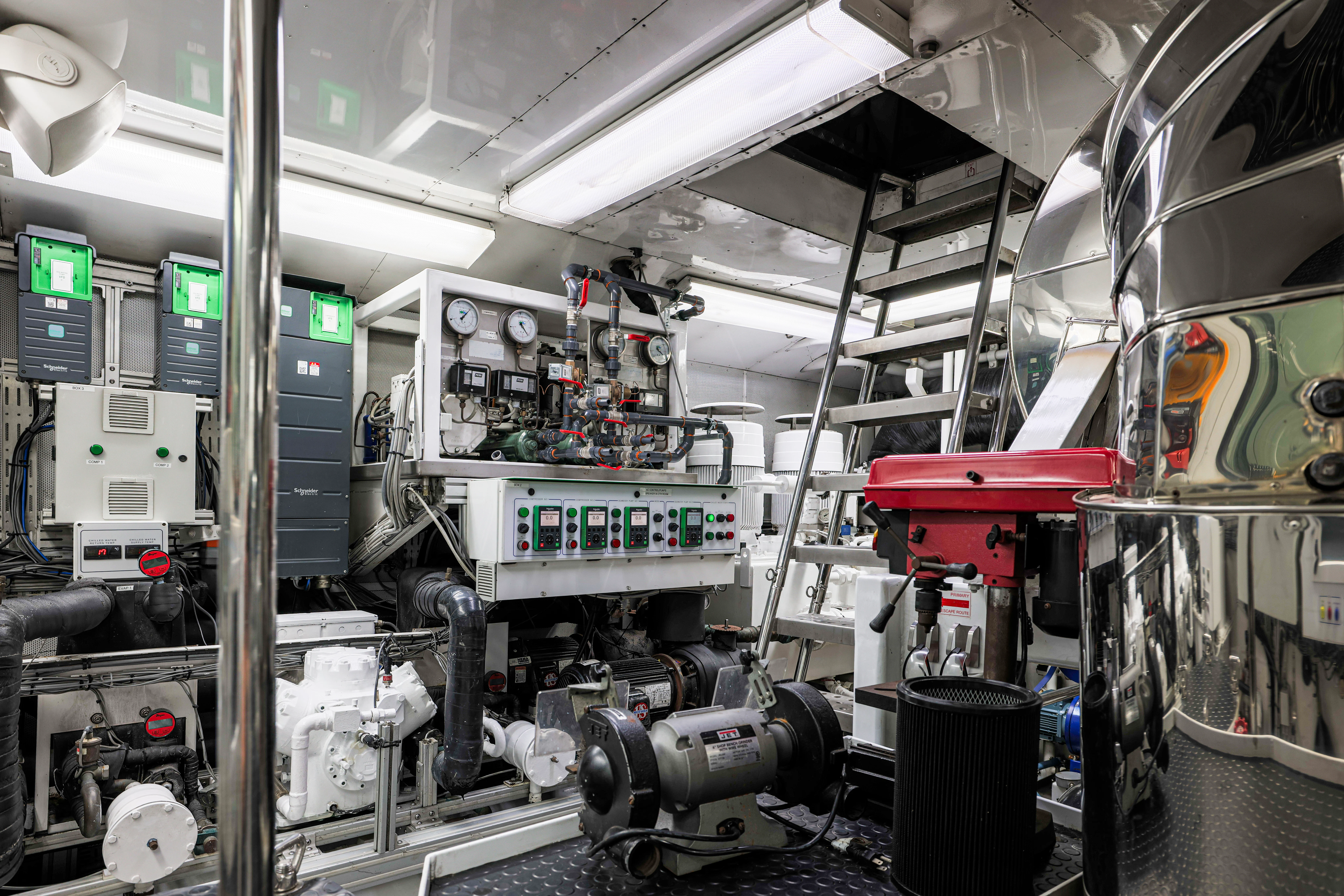 a large factory with machinery aboard AMICA MEA Yacht for Sale