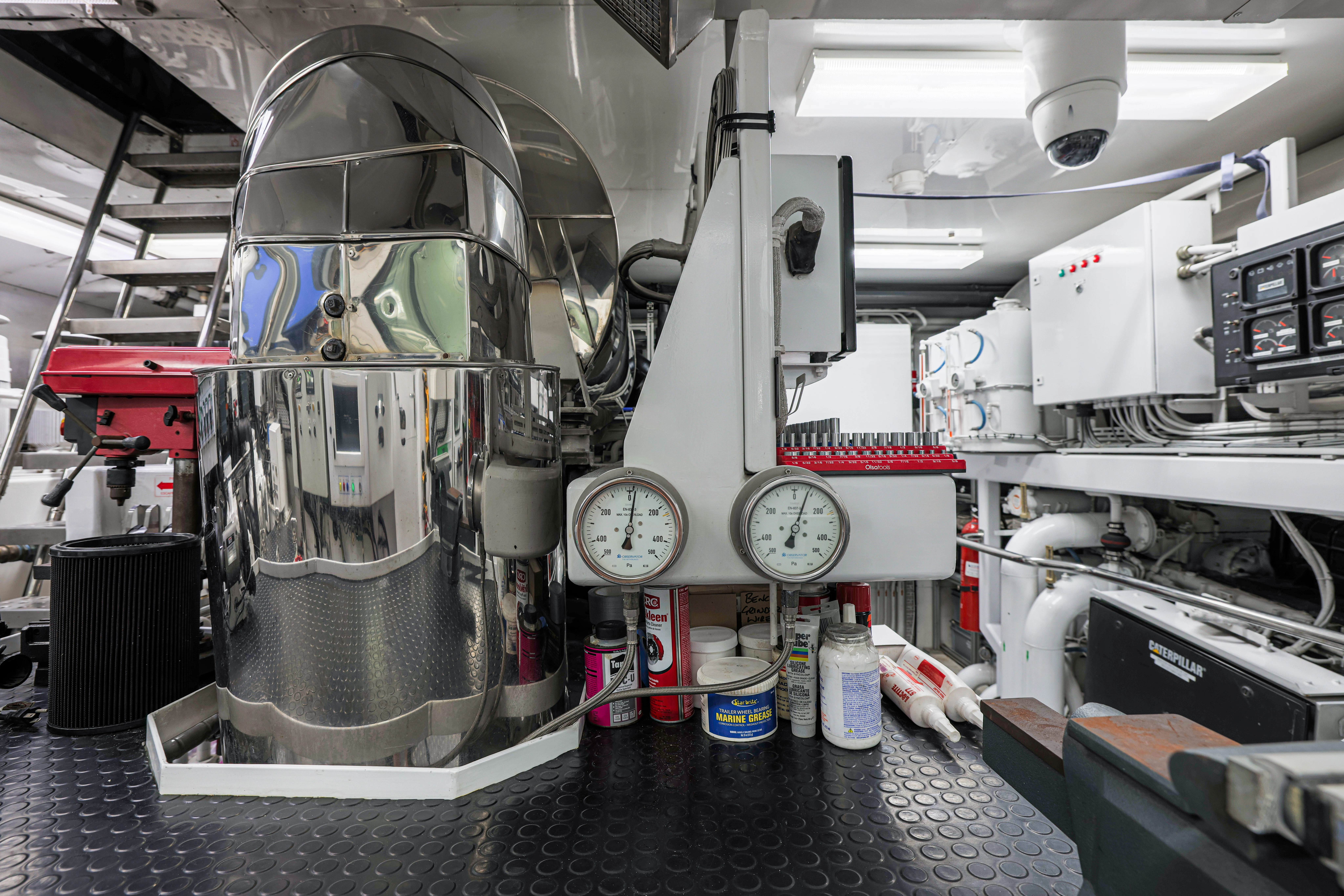 a large machine in a factory aboard AMICA MEA Yacht for Sale