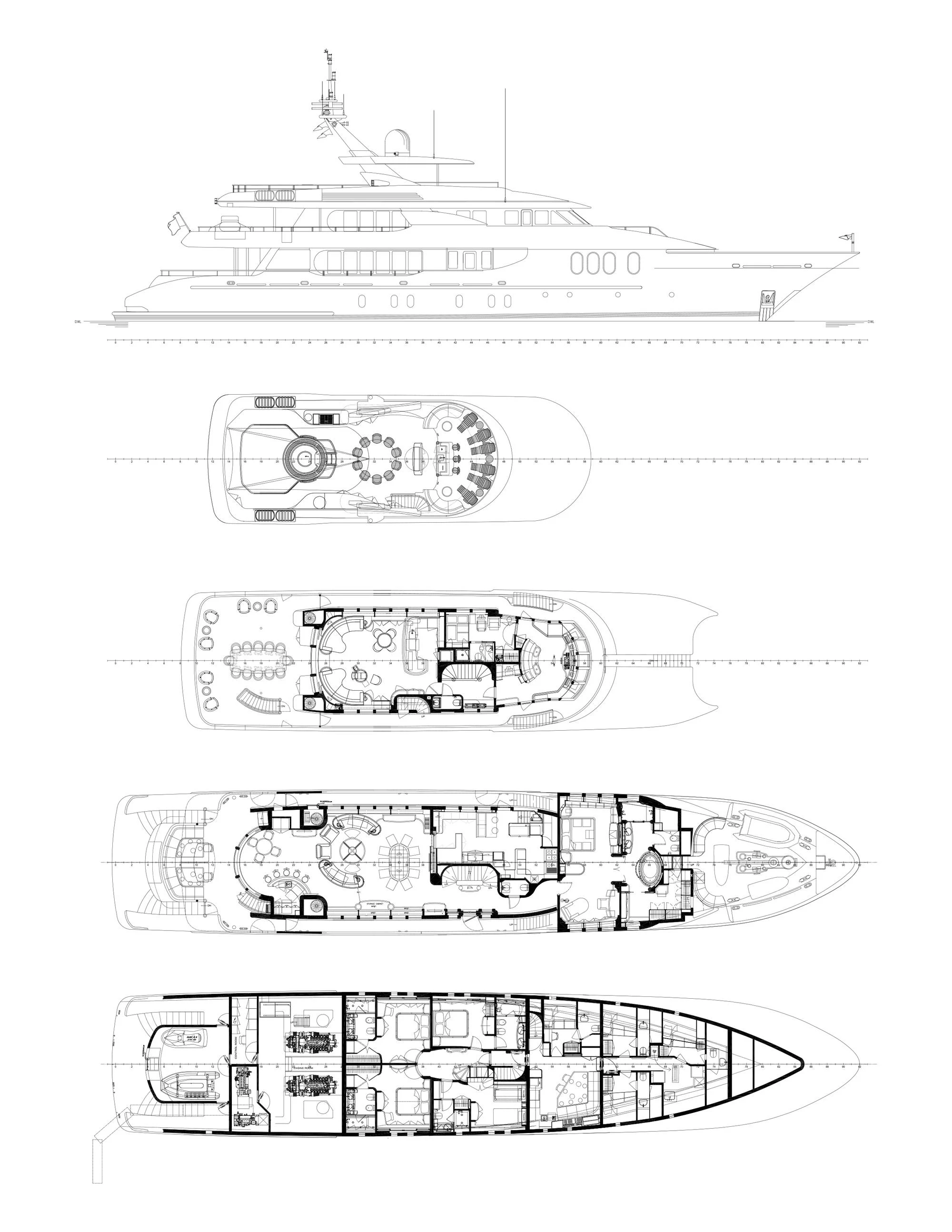 diagram, engineering drawing aboard AMICA MEA Yacht for Sale