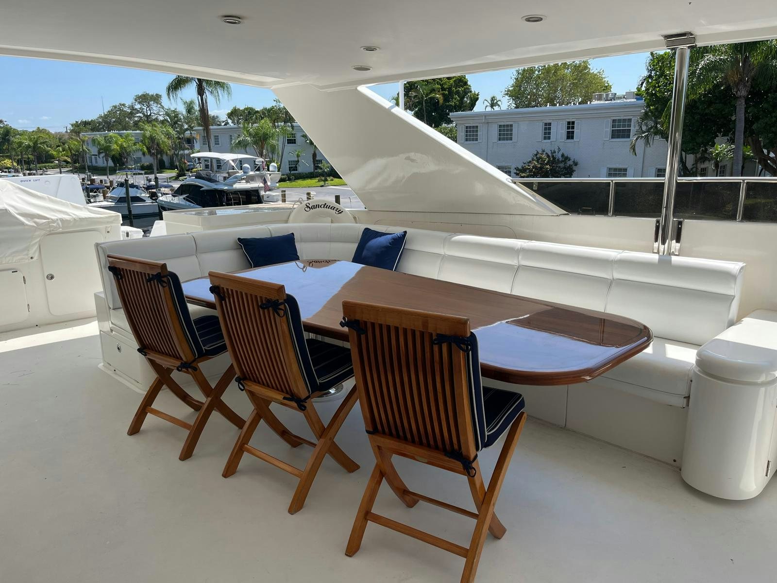 a group of chairs on a patio aboard SANCTUARY Yacht for Sale
