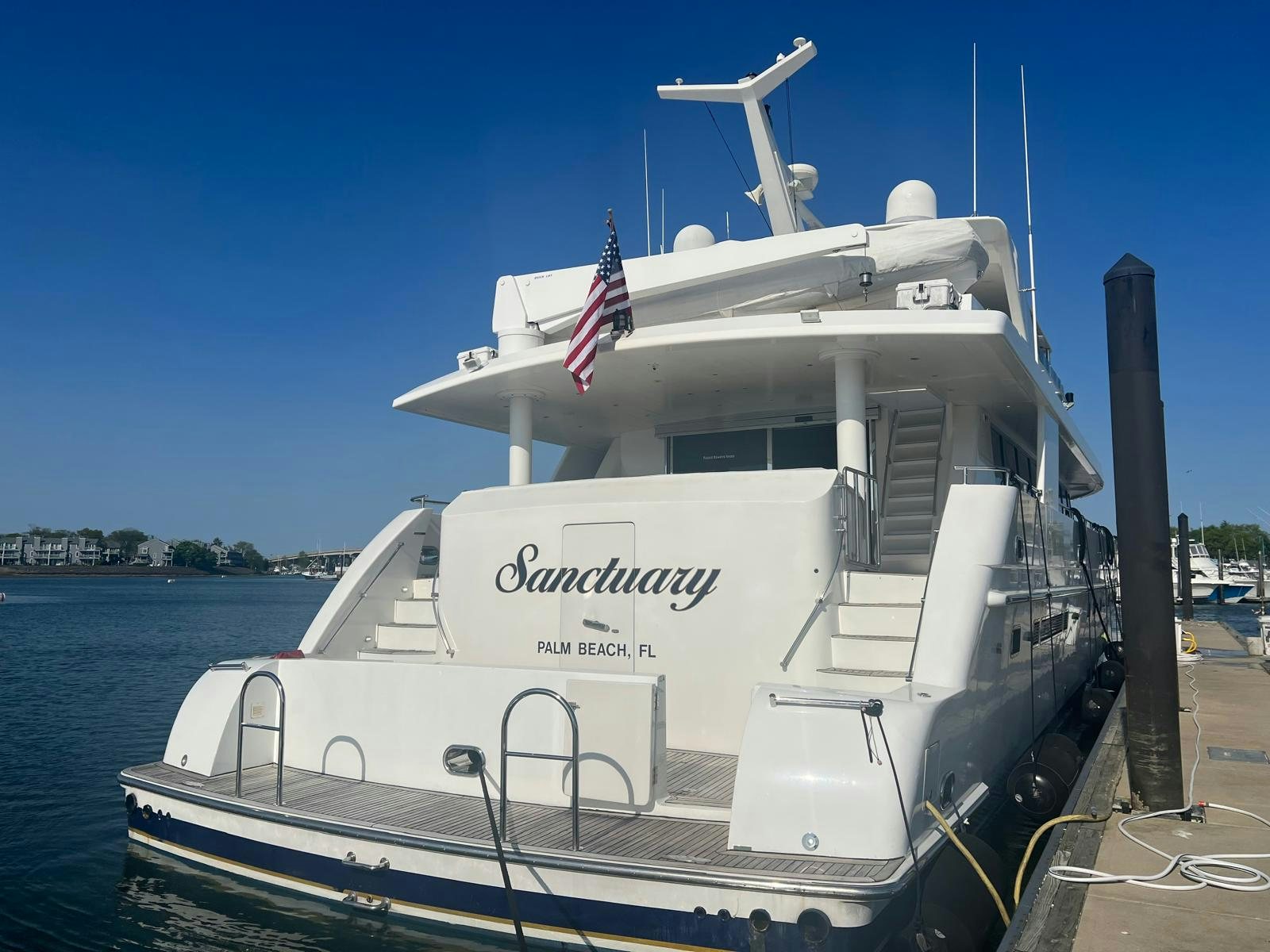 a boat on the water aboard SANCTUARY Yacht for Sale