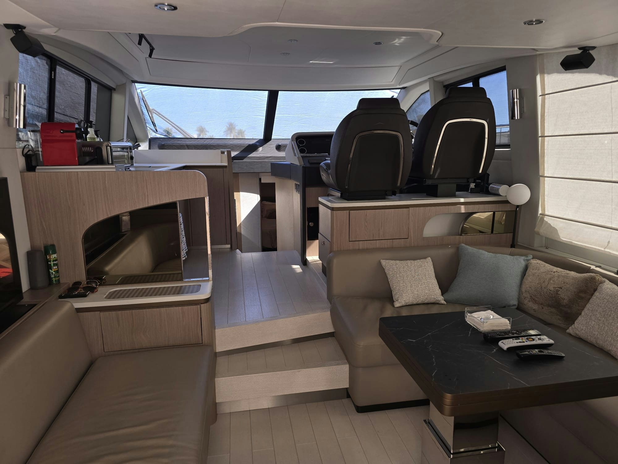 a car with a couch and a table aboard ENDLESS SUMMER Yacht for Sale