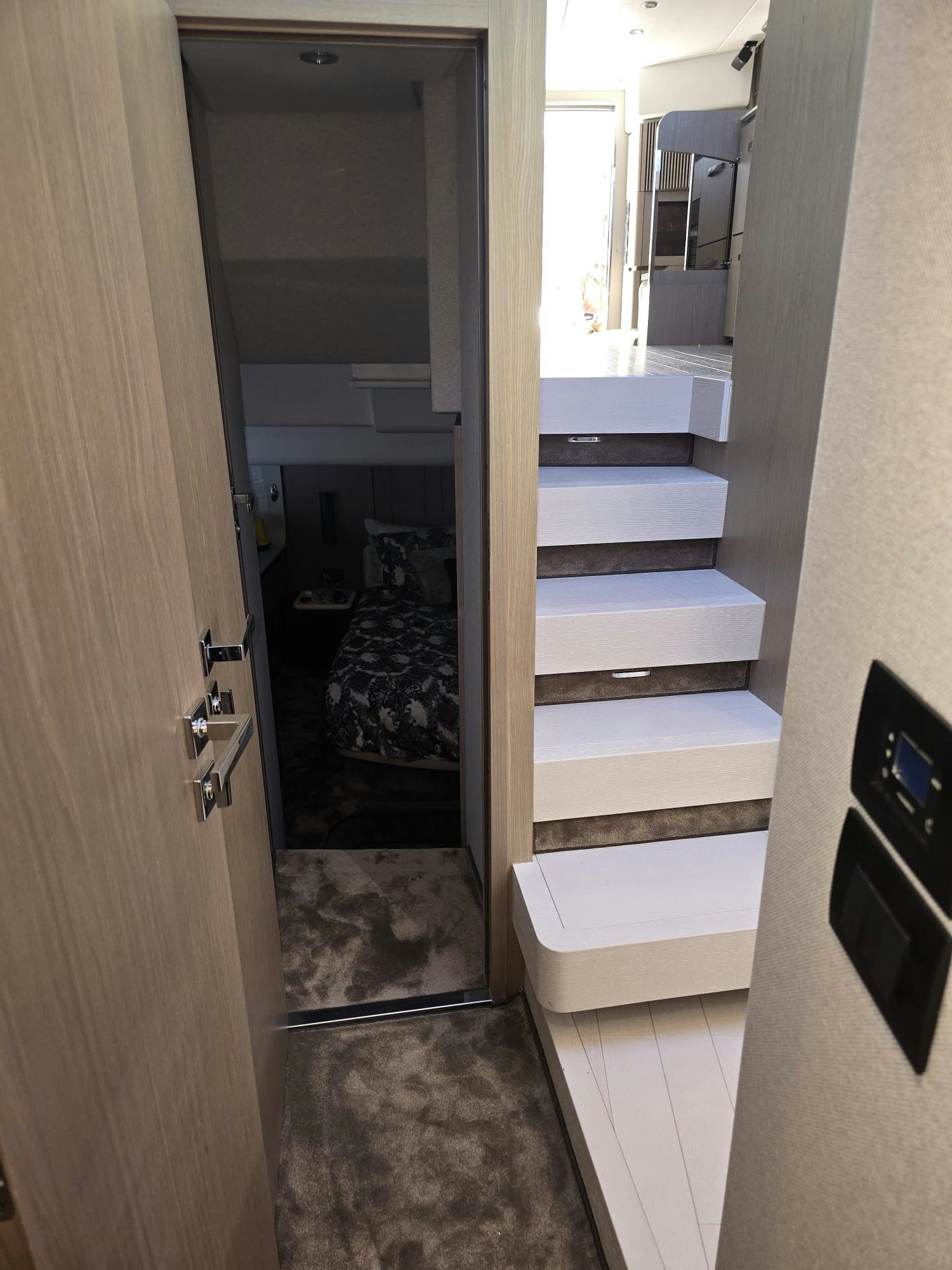 a bathroom with a glass door aboard ENDLESS SUMMER Yacht for Sale