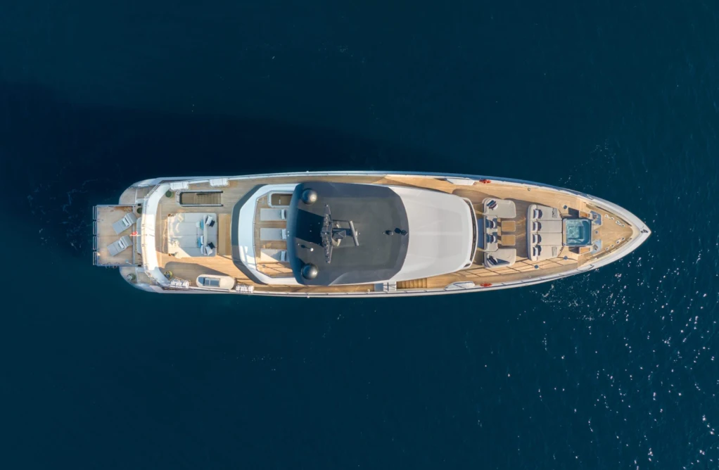 a high angle view of a ship aboard ILMA Yacht for Charter