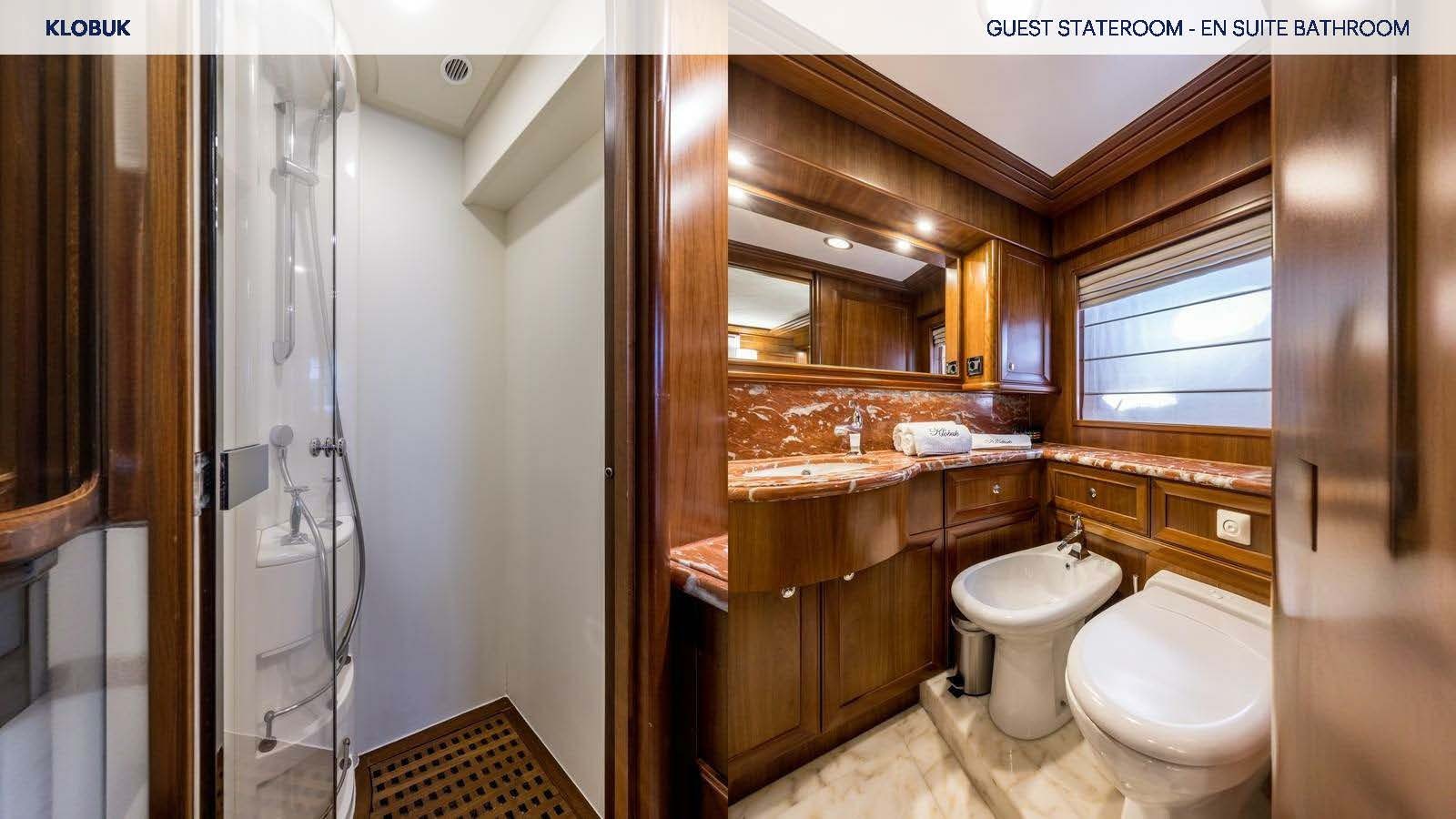 a bathroom with a toilet and a sink aboard KLOBUK Yacht for Charter