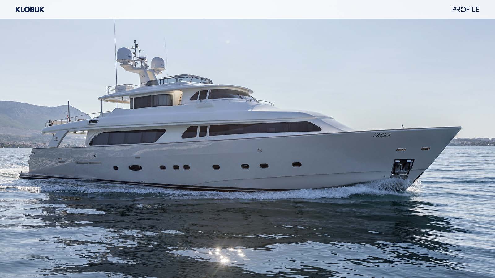 a white yacht in the water aboard KLOBUK Yacht for Charter