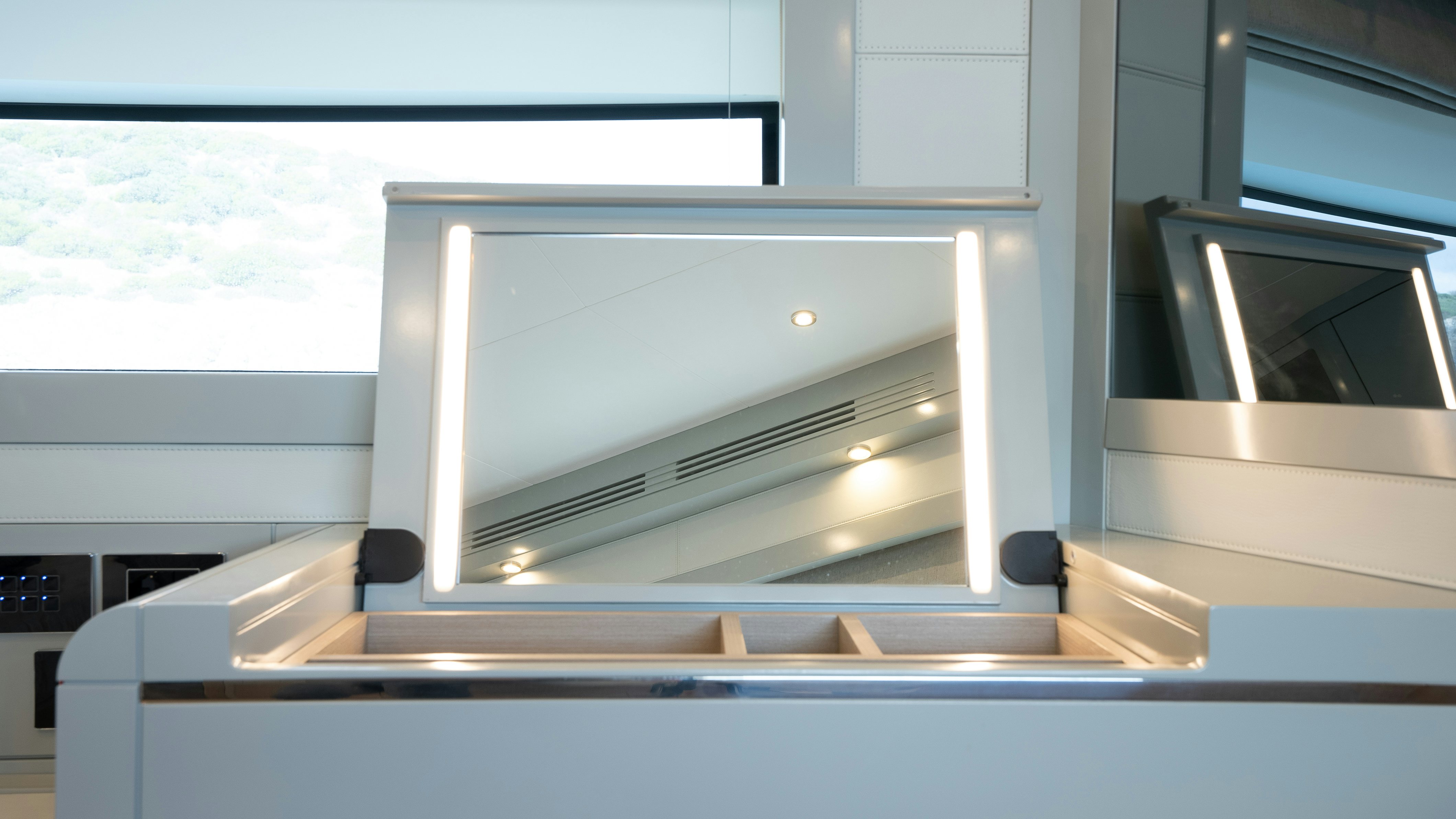 a large television set aboard GALENE IV Yacht for Sale