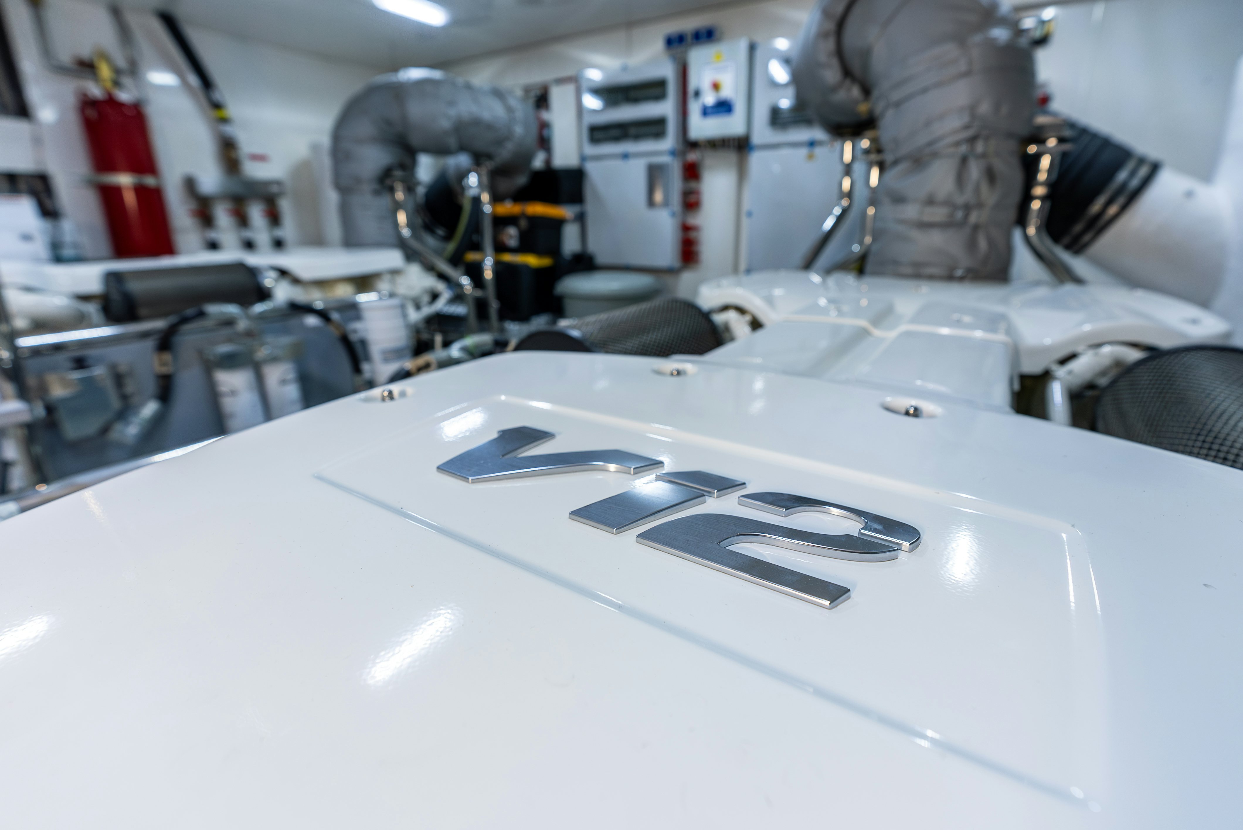 a white rectangular object with a blue object on top of it aboard GALENE IV Yacht for Sale