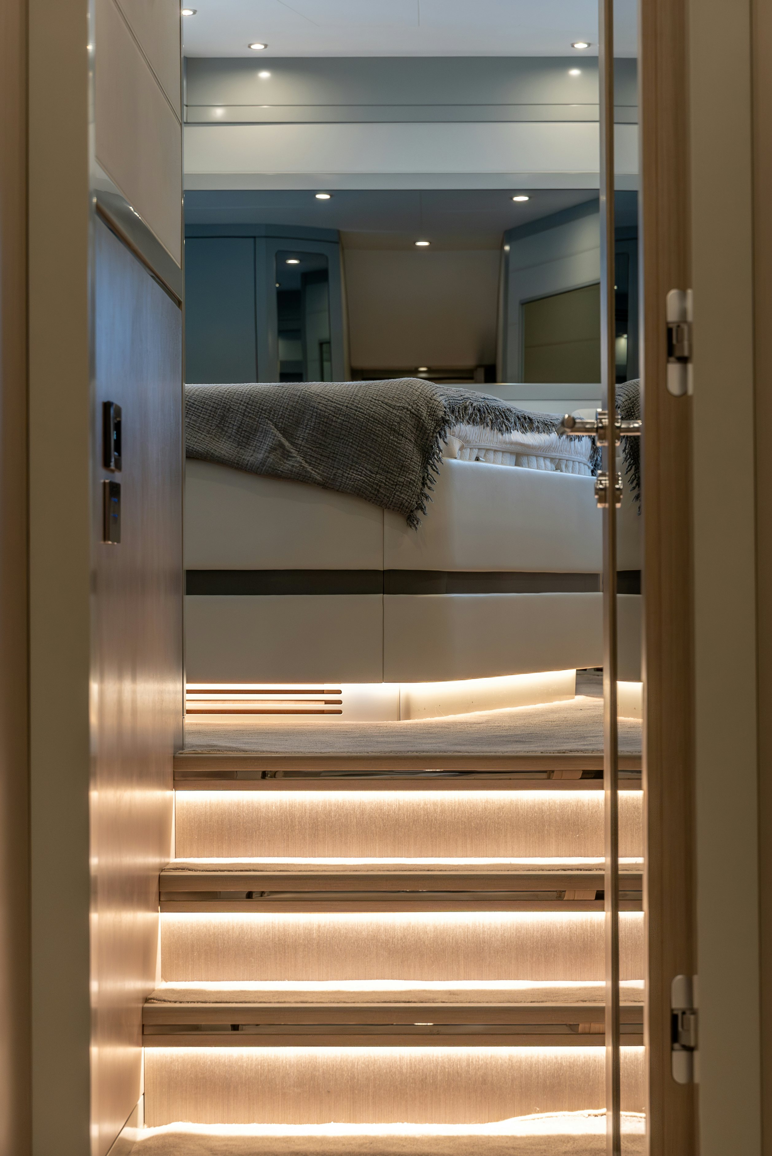 a door with a mirror aboard GALENE IV Yacht for Sale