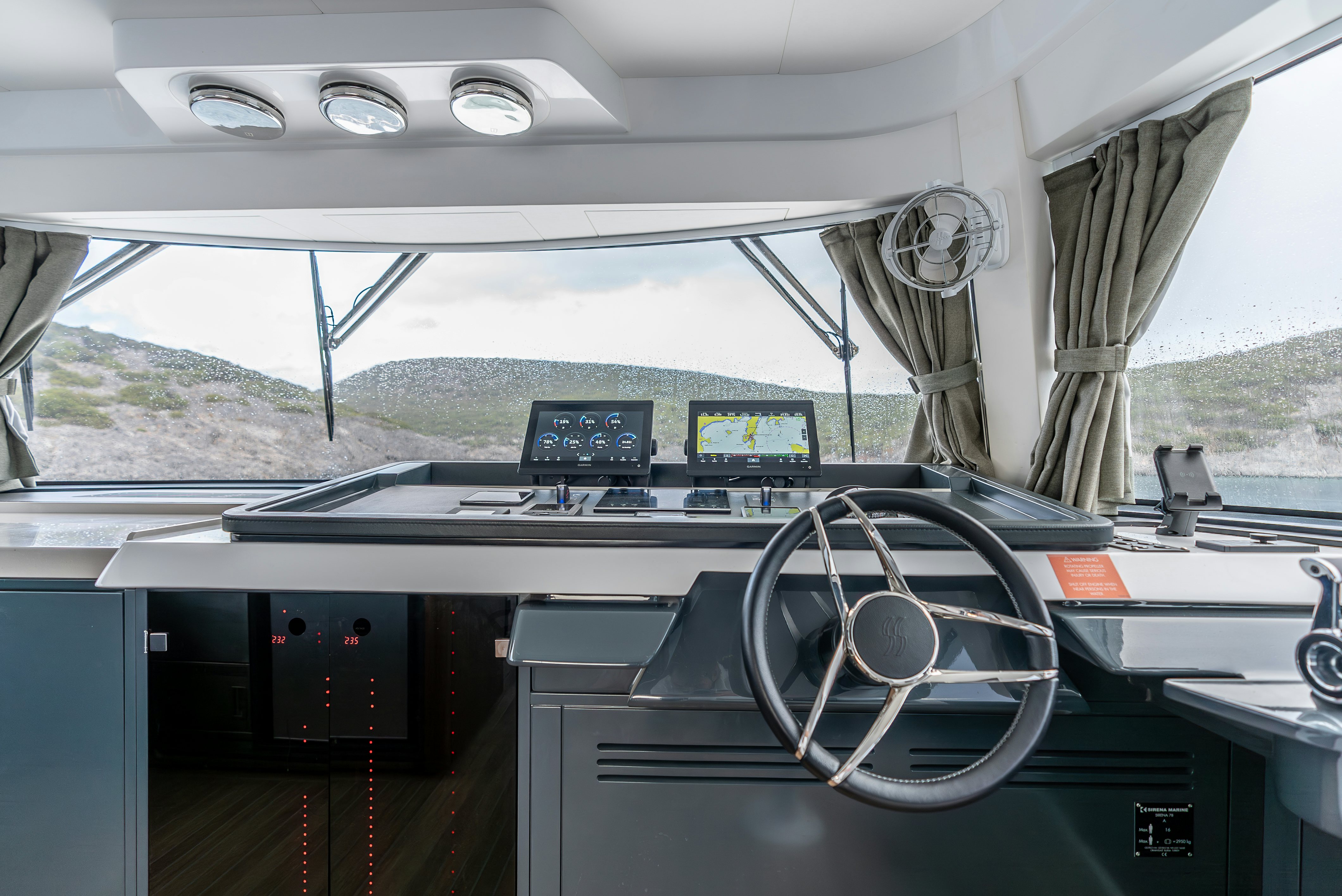 a large white vehicle with a fan aboard GALENE IV Yacht for Sale