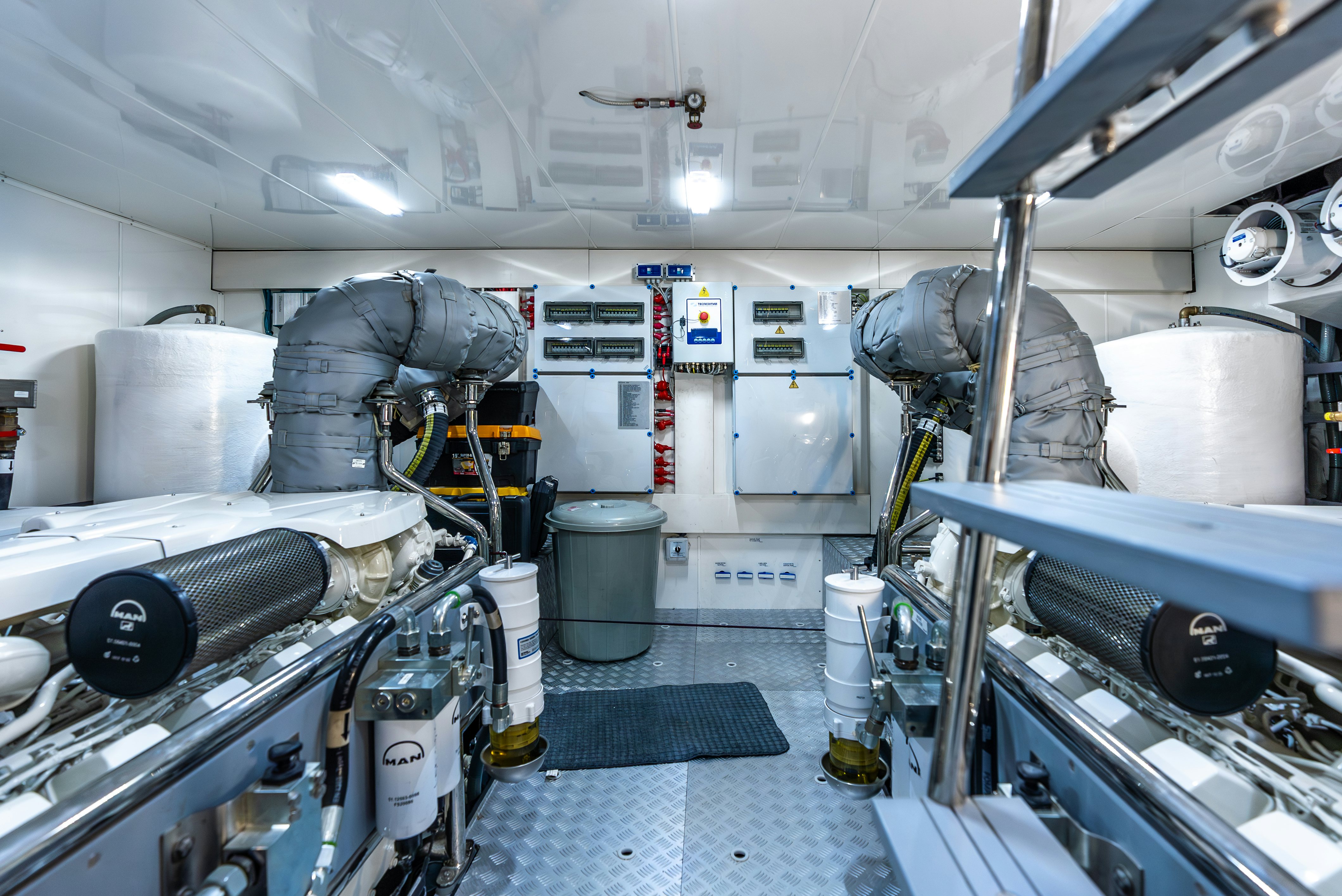 a room with machinery aboard GALENE IV Yacht for Sale