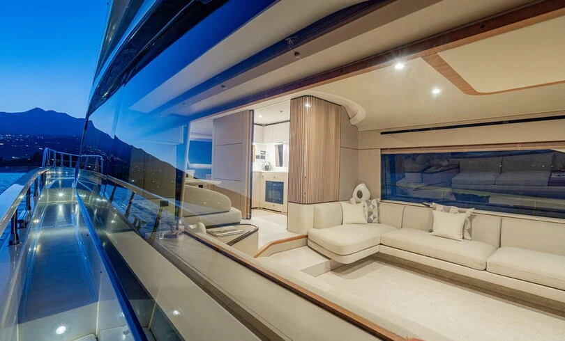 a modern house with a pool aboard SBK Yacht for Charter