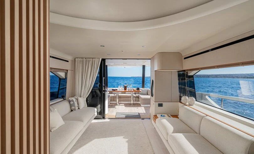 a room with a view of the ocean and the ocean aboard SBK Yacht for Charter