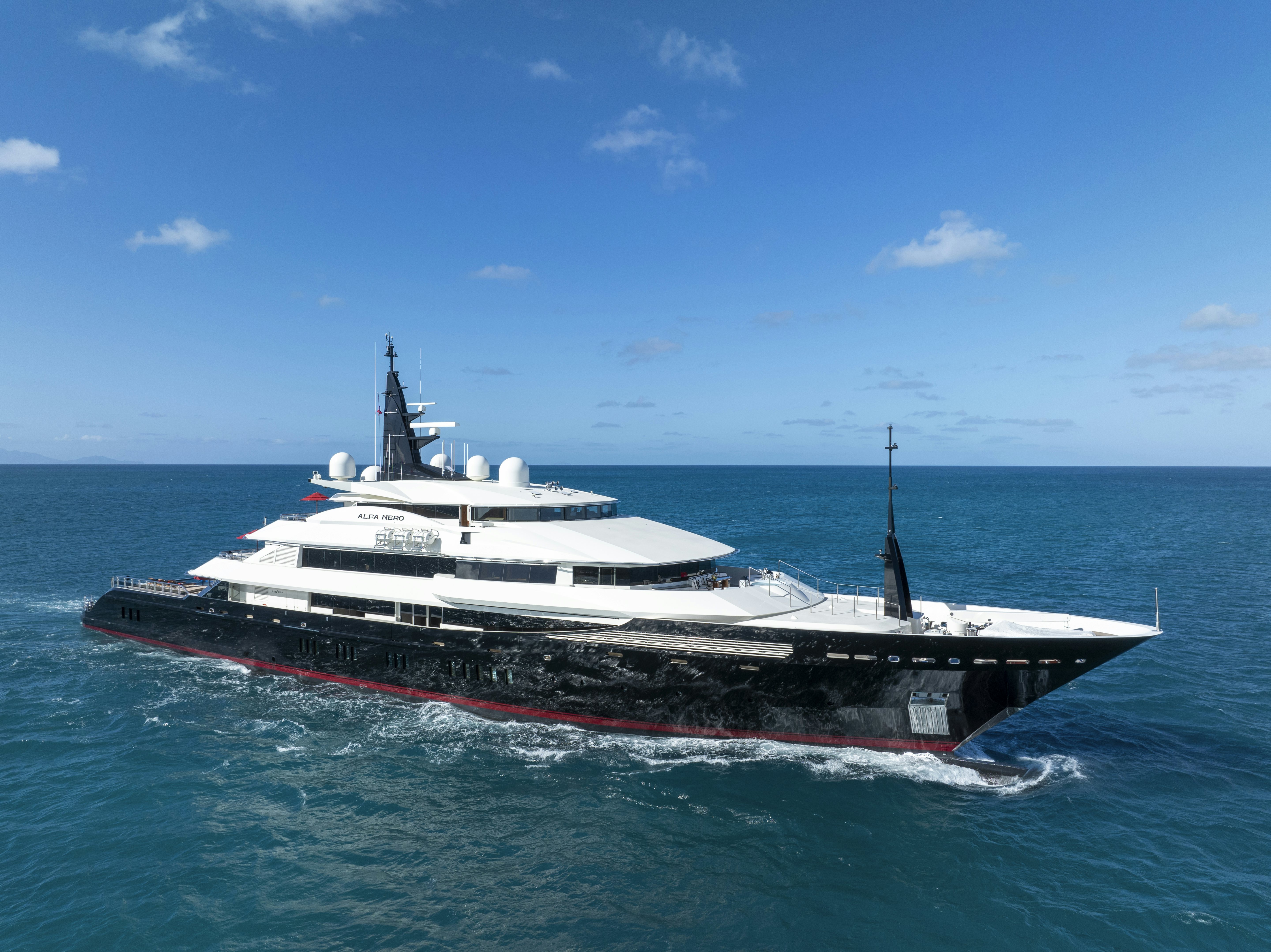 a boat in the water aboard ALFA NERO Yacht for Sale