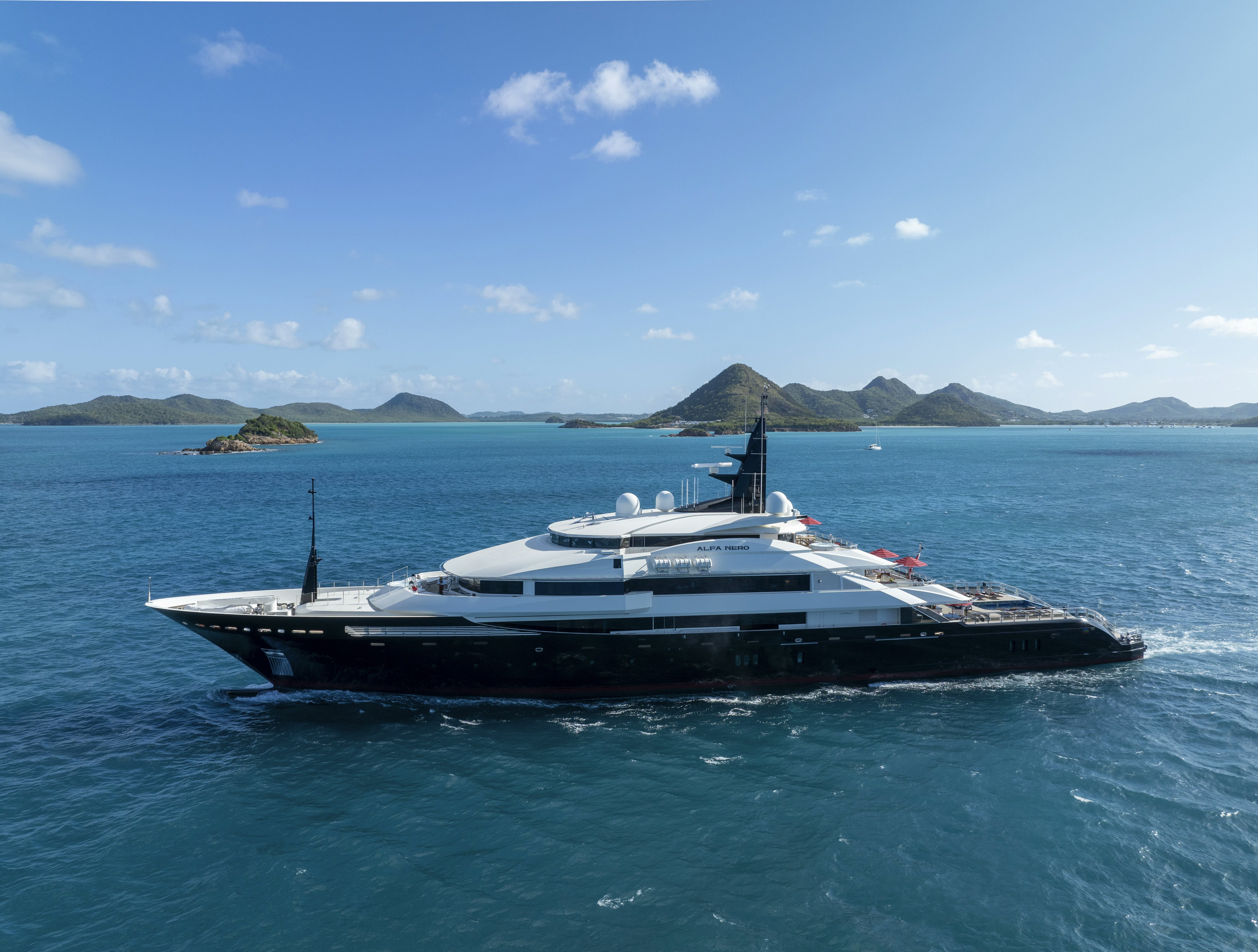 a boat in the water aboard ALFA NERO Yacht for Sale