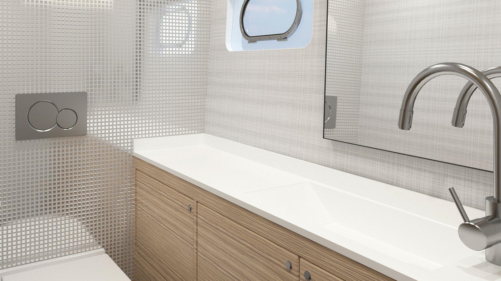 a bathroom with a bathtub and sink aboard SAMELI Yacht for Charter