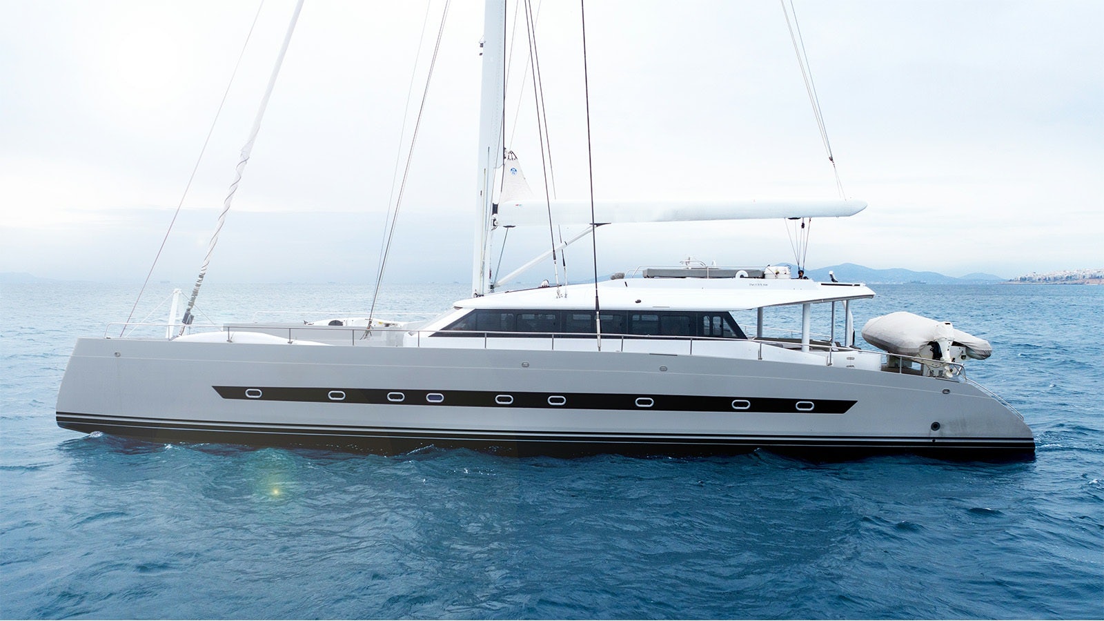 a white yacht in the water aboard SAMELI Yacht for Charter