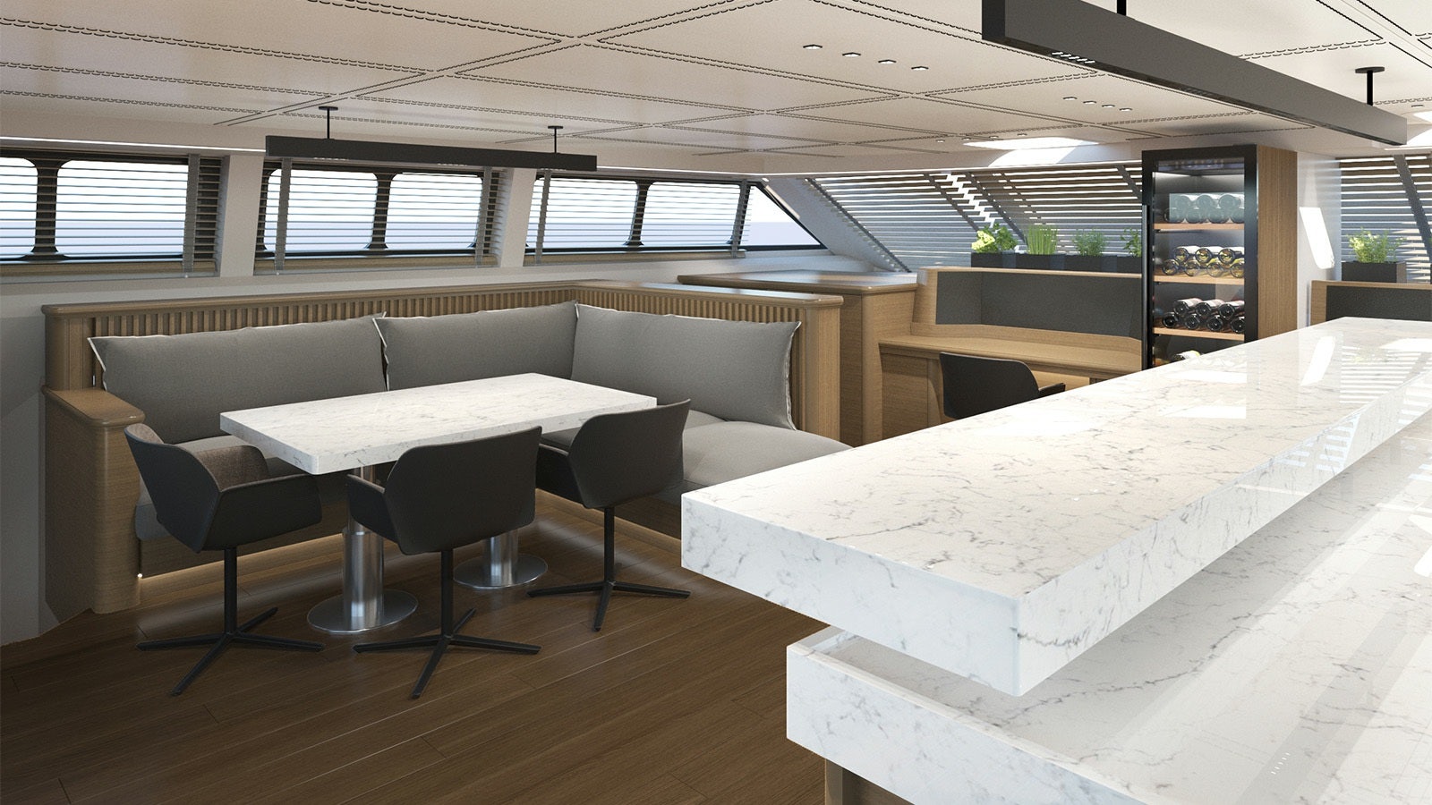 a room with a couch and a table aboard SAMELI Yacht for Charter