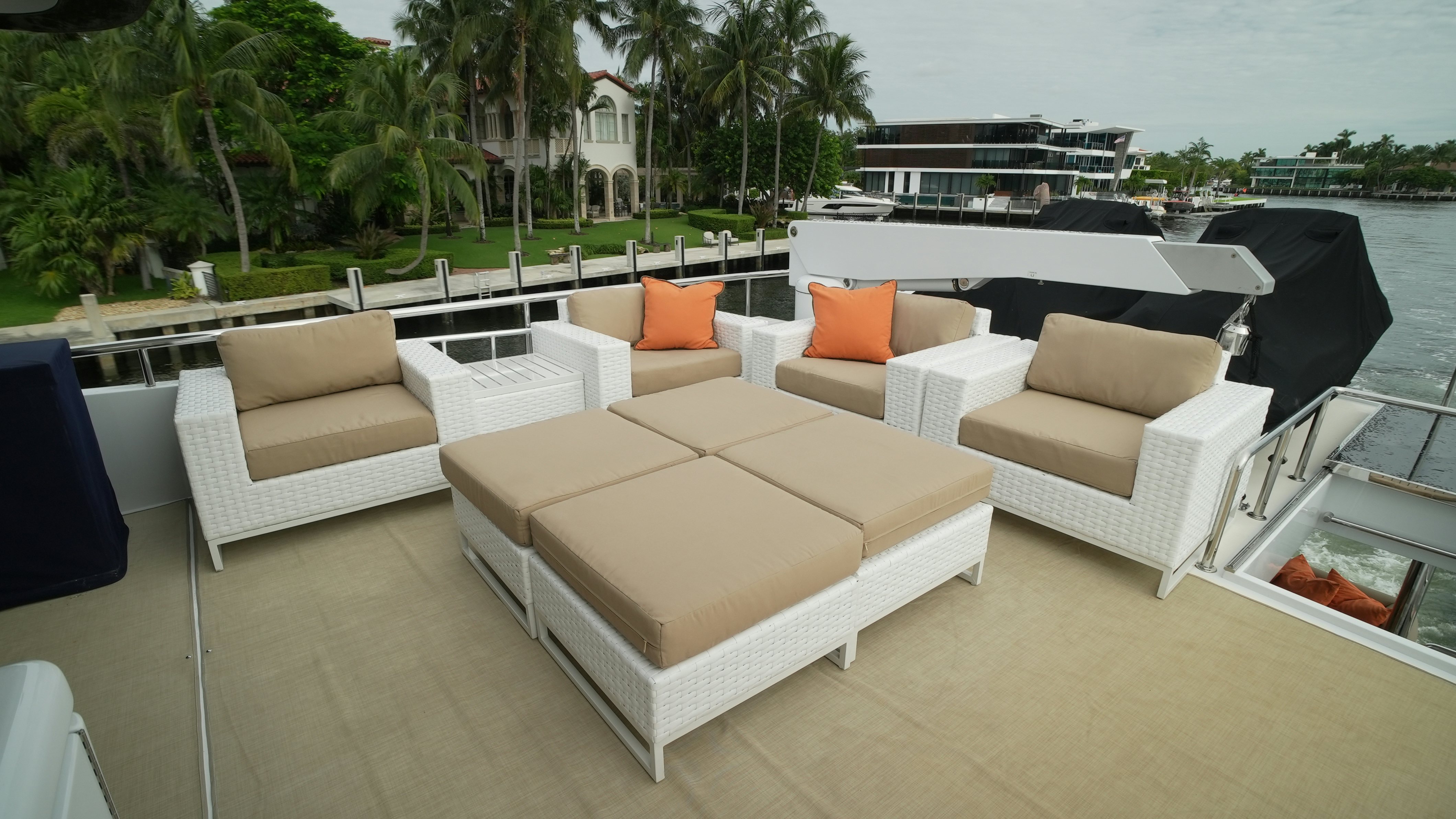 a room with a couch and chairs on it aboard SEA 2 SEA Yacht for Sale