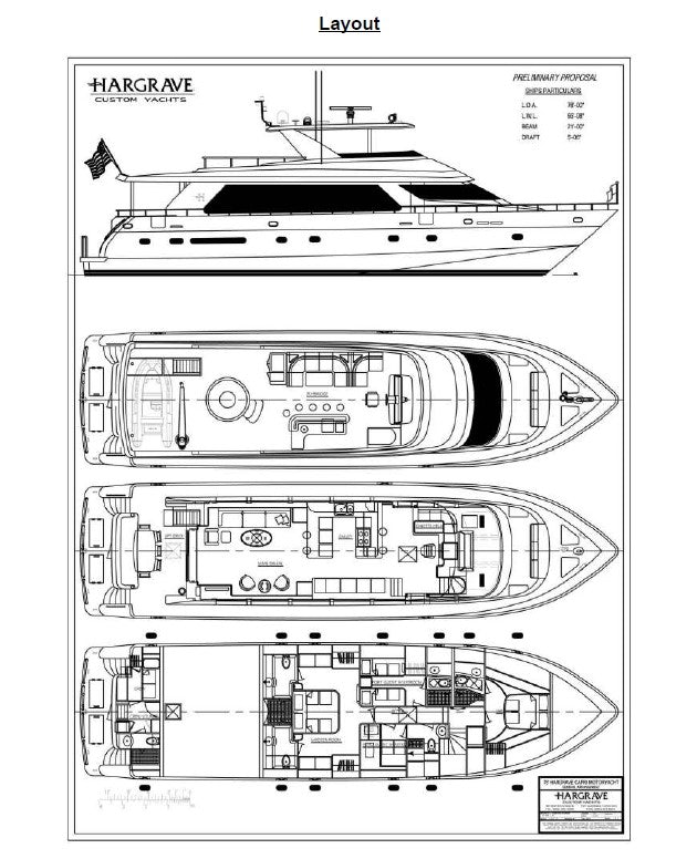 diagram, engineering drawing aboard SEA 2 SEA Yacht for Sale