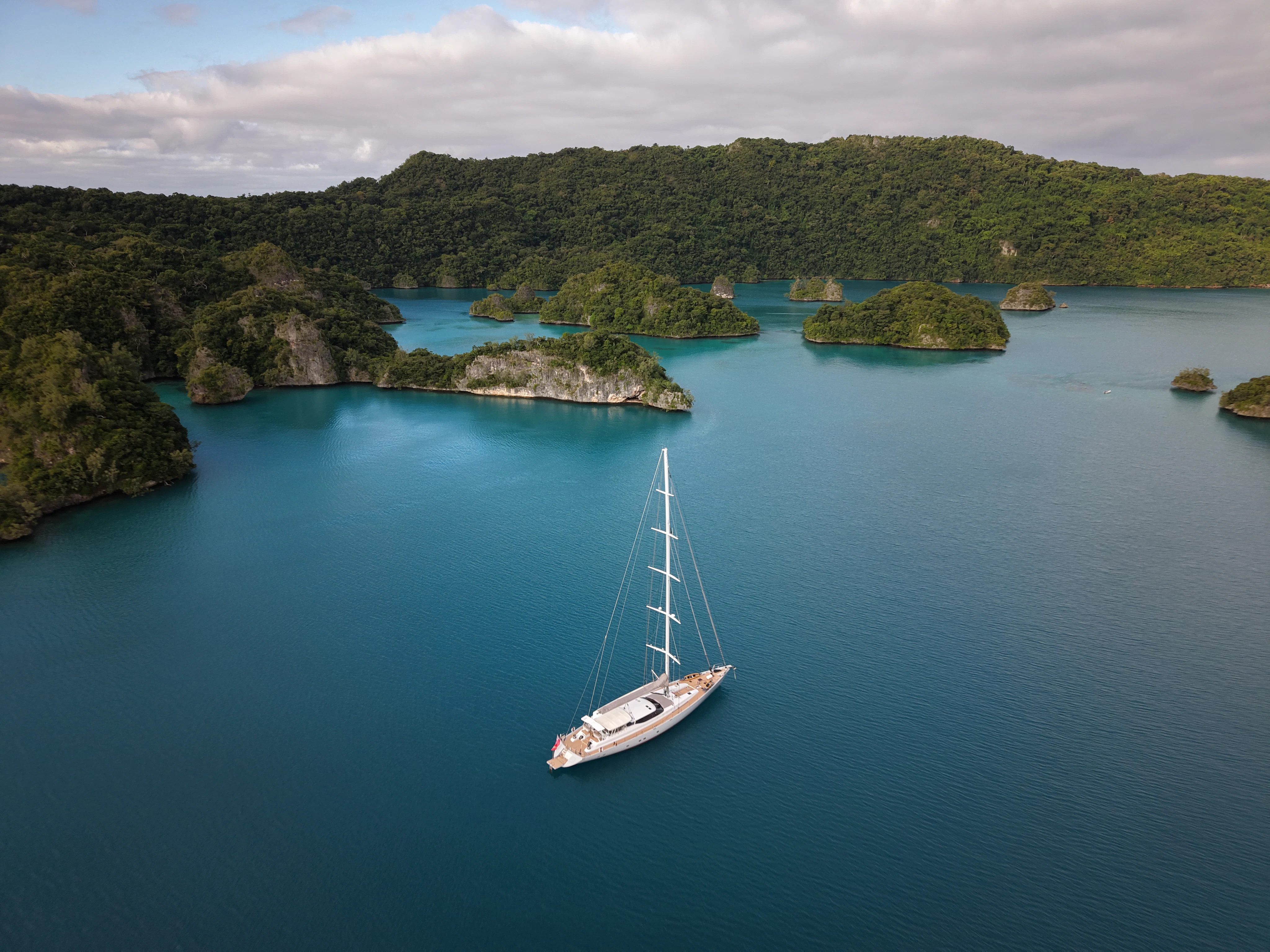 a boat in the water aboard RADIANCE Yacht for Charter