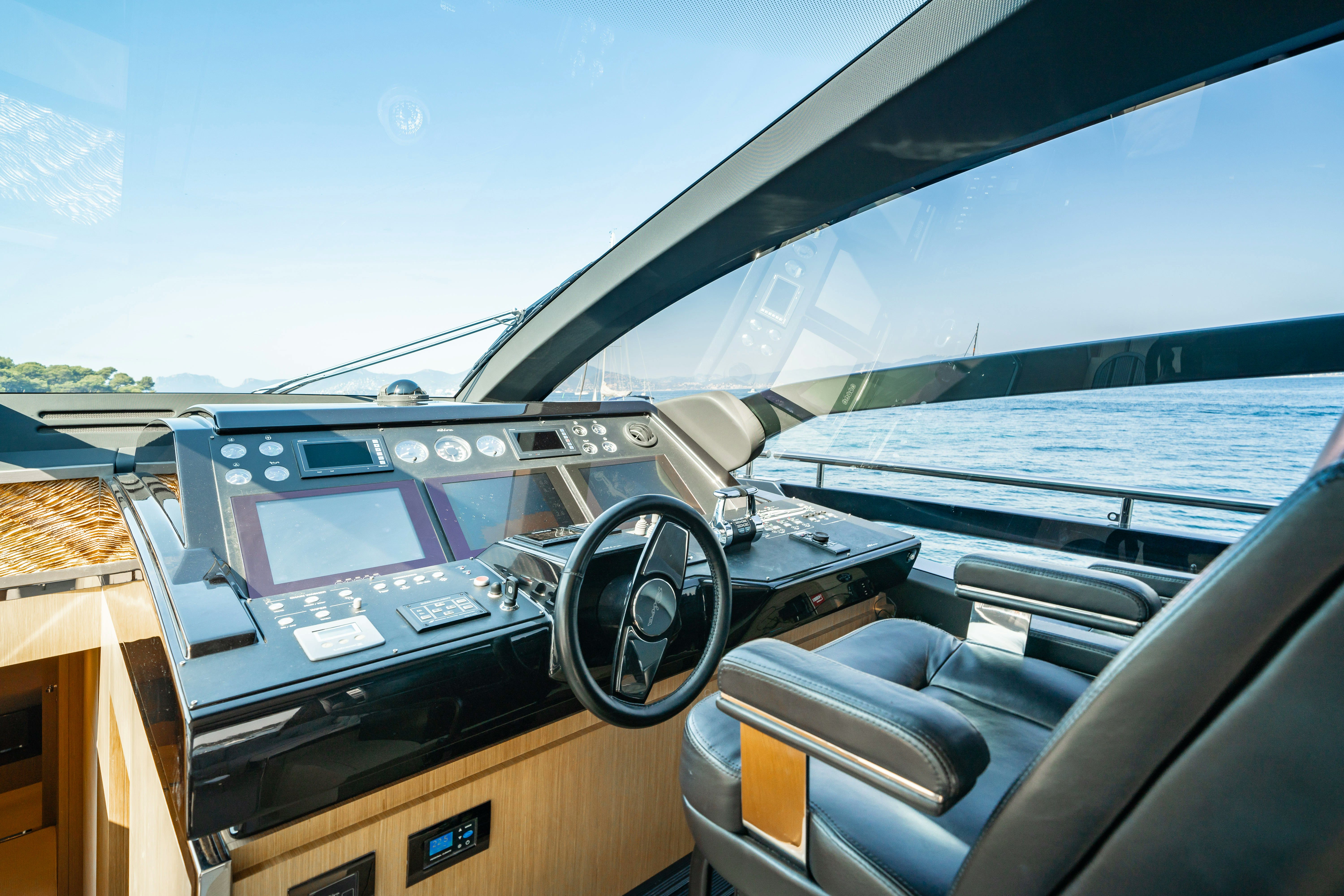 the inside of a car aboard XANADU 76 Yacht for Sale