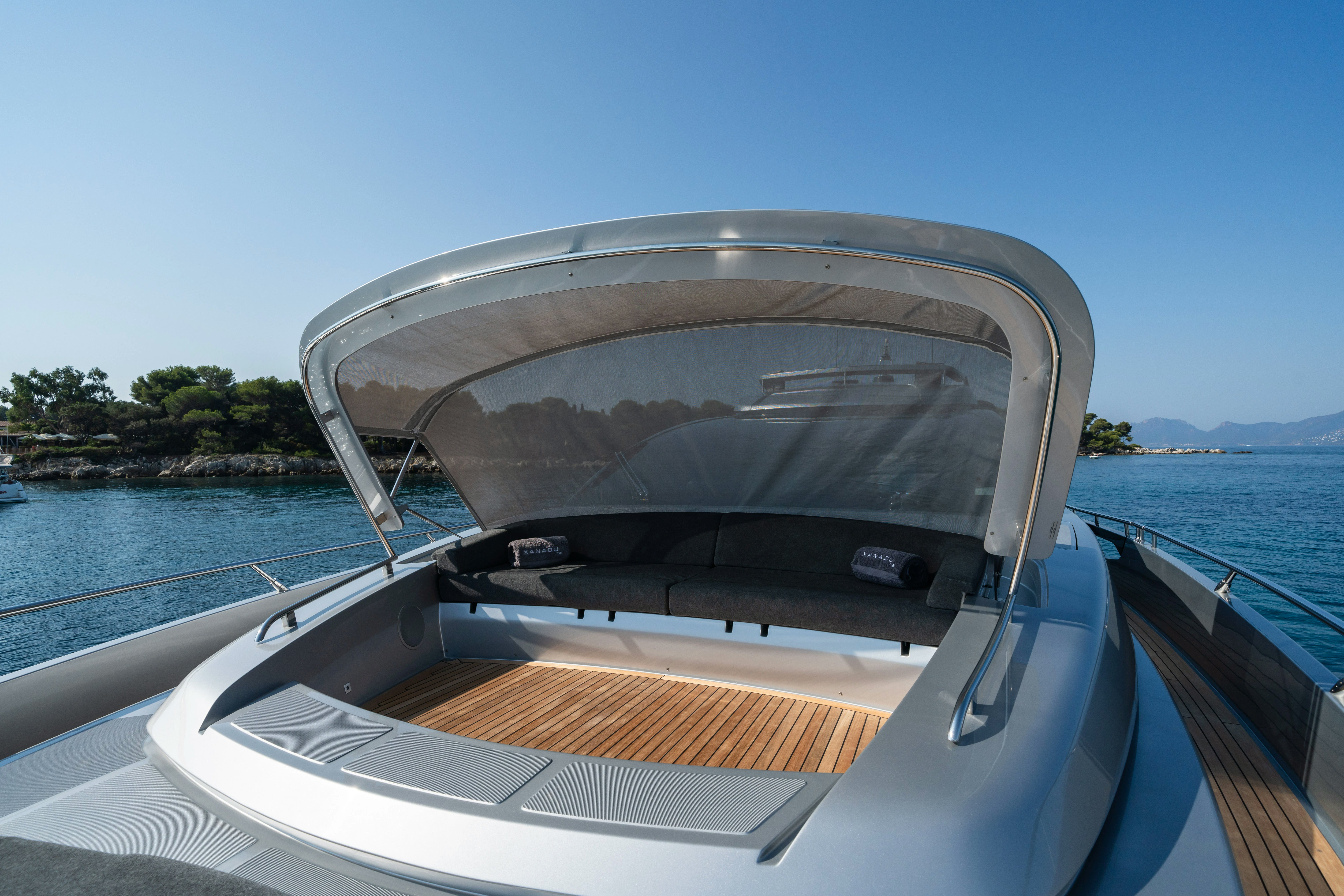 a boat with a steering wheel aboard XANADU 76 Yacht for Sale
