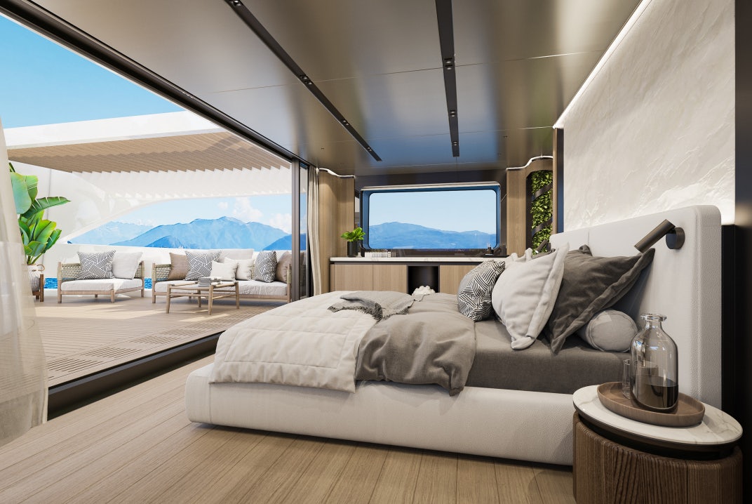 a bed in a room aboard SIRENA 42M/01 Yacht for Sale