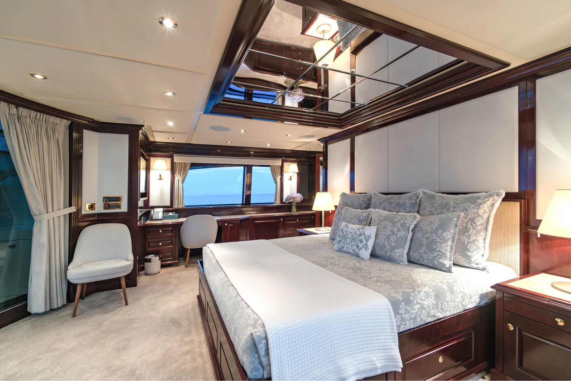 a bed in a room aboard SWEET CAROLINE II Yacht for Sale