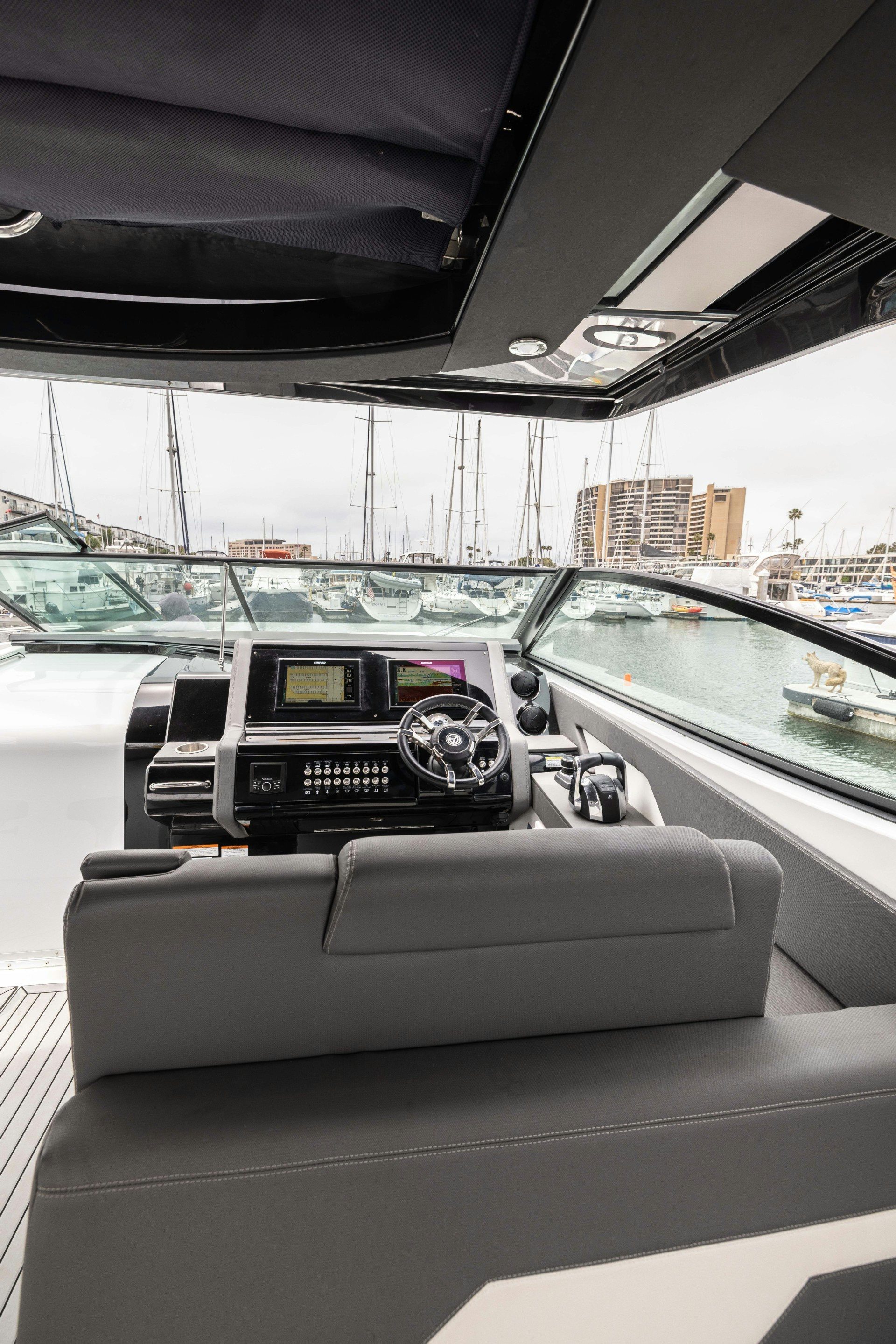 inside of a car aboard TRUE Yacht for Sale