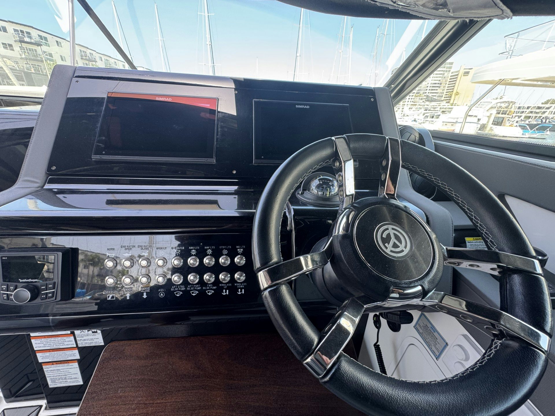 the inside of a car aboard TRUE Yacht for Sale