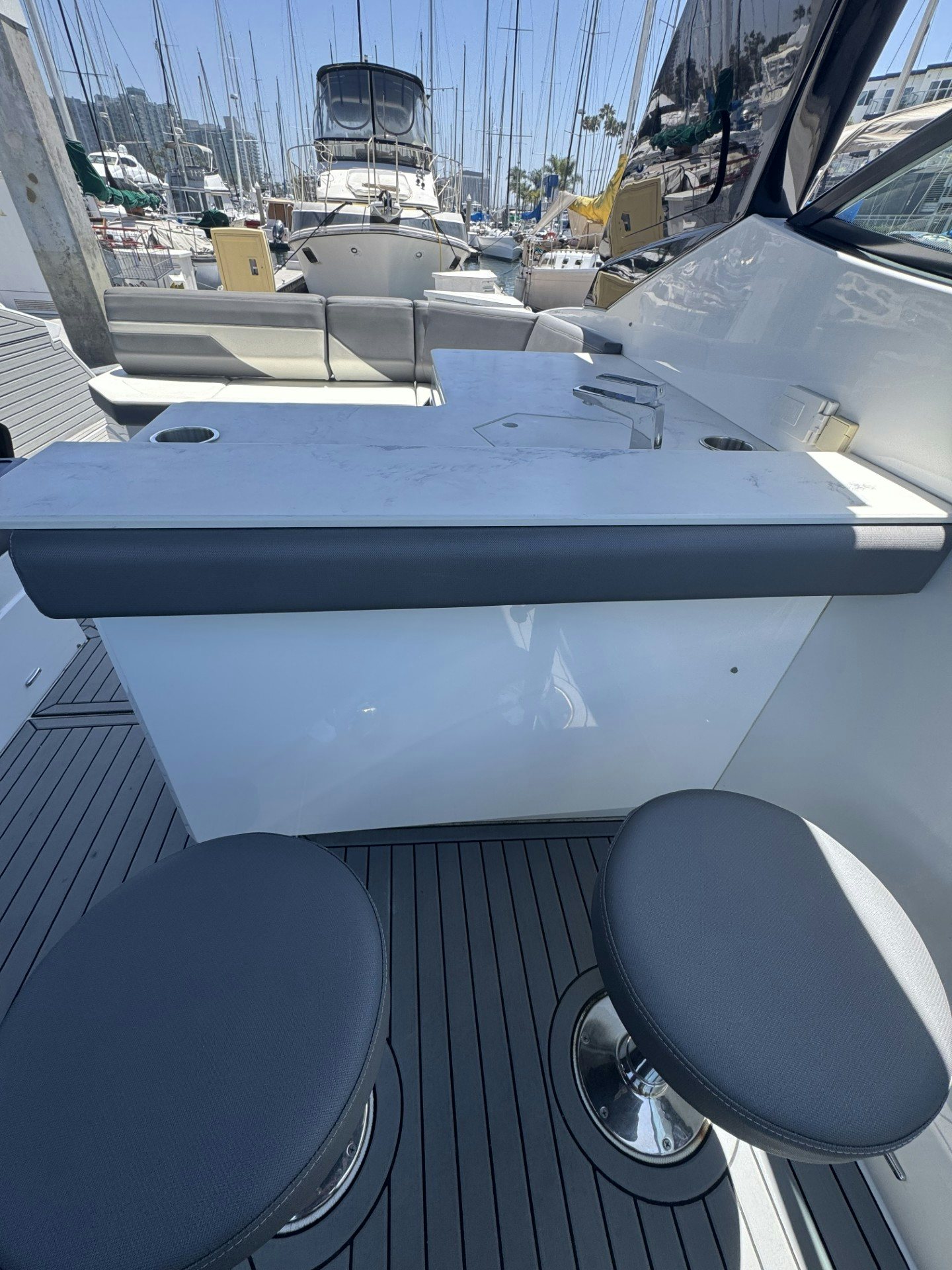 the inside of a boat aboard TRUE Yacht for Sale