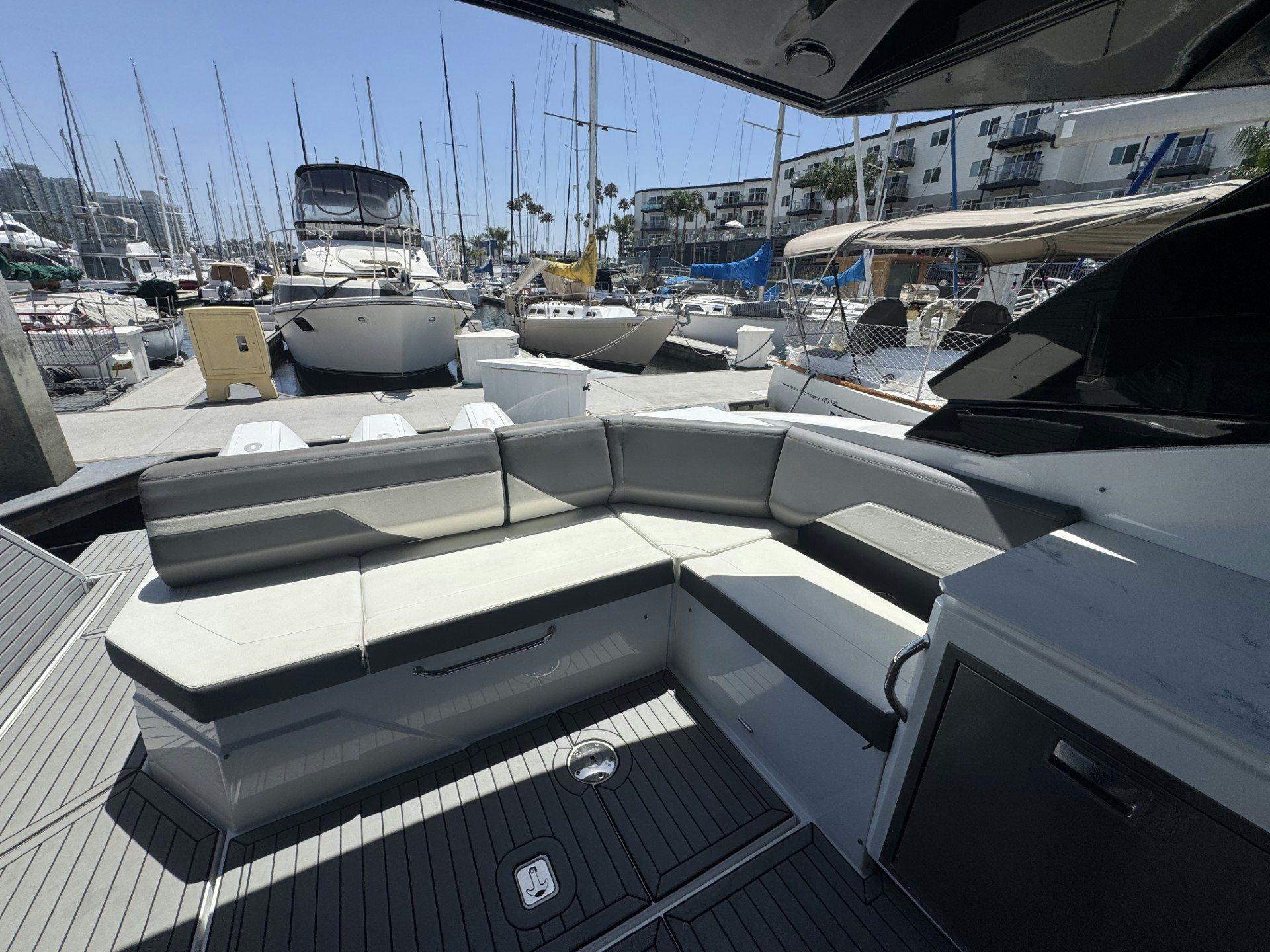 a large room with many yachts aboard TRUE Yacht for Sale