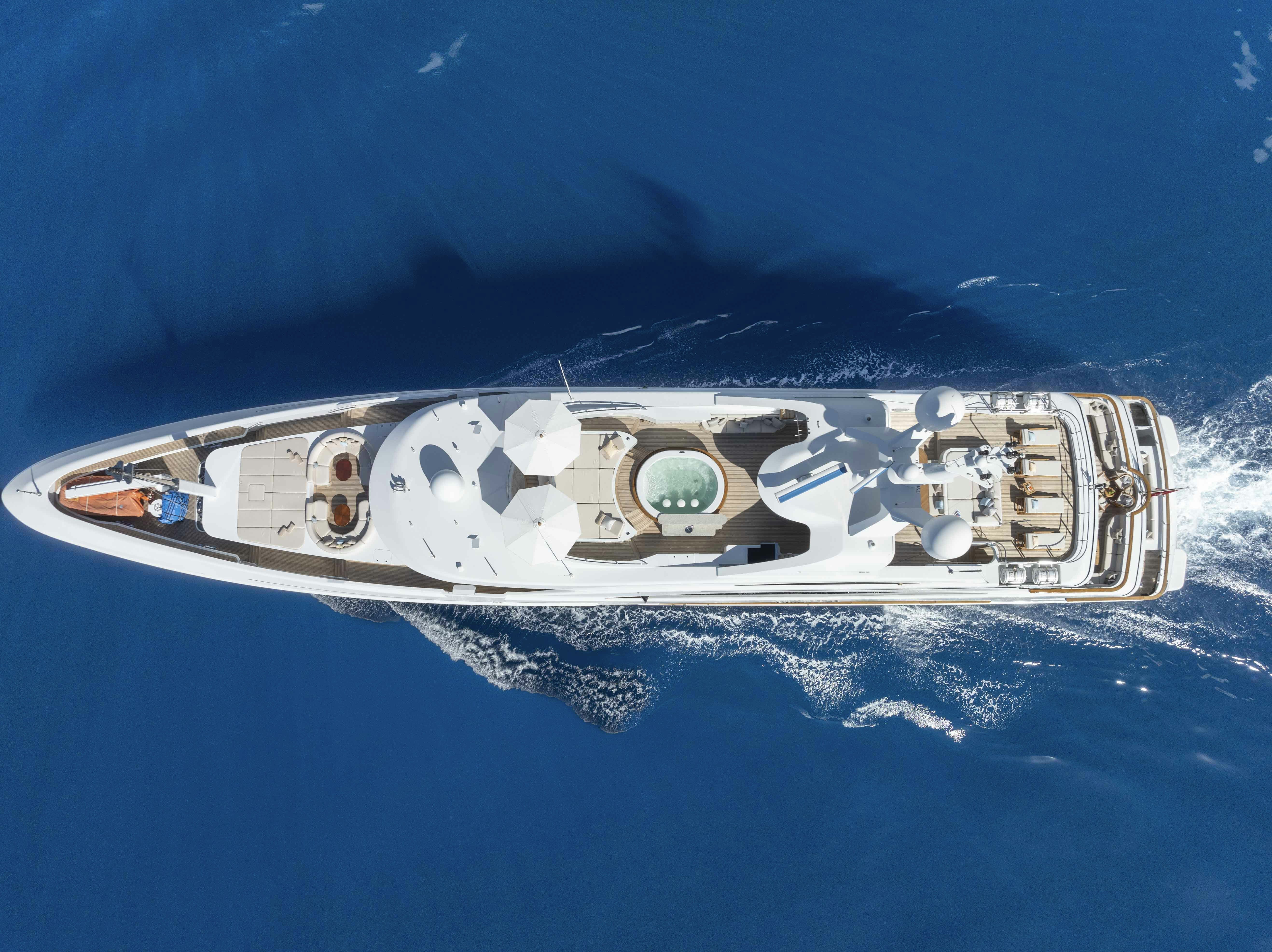 a space ship in the water aboard LA BLANCA Yacht for Charter