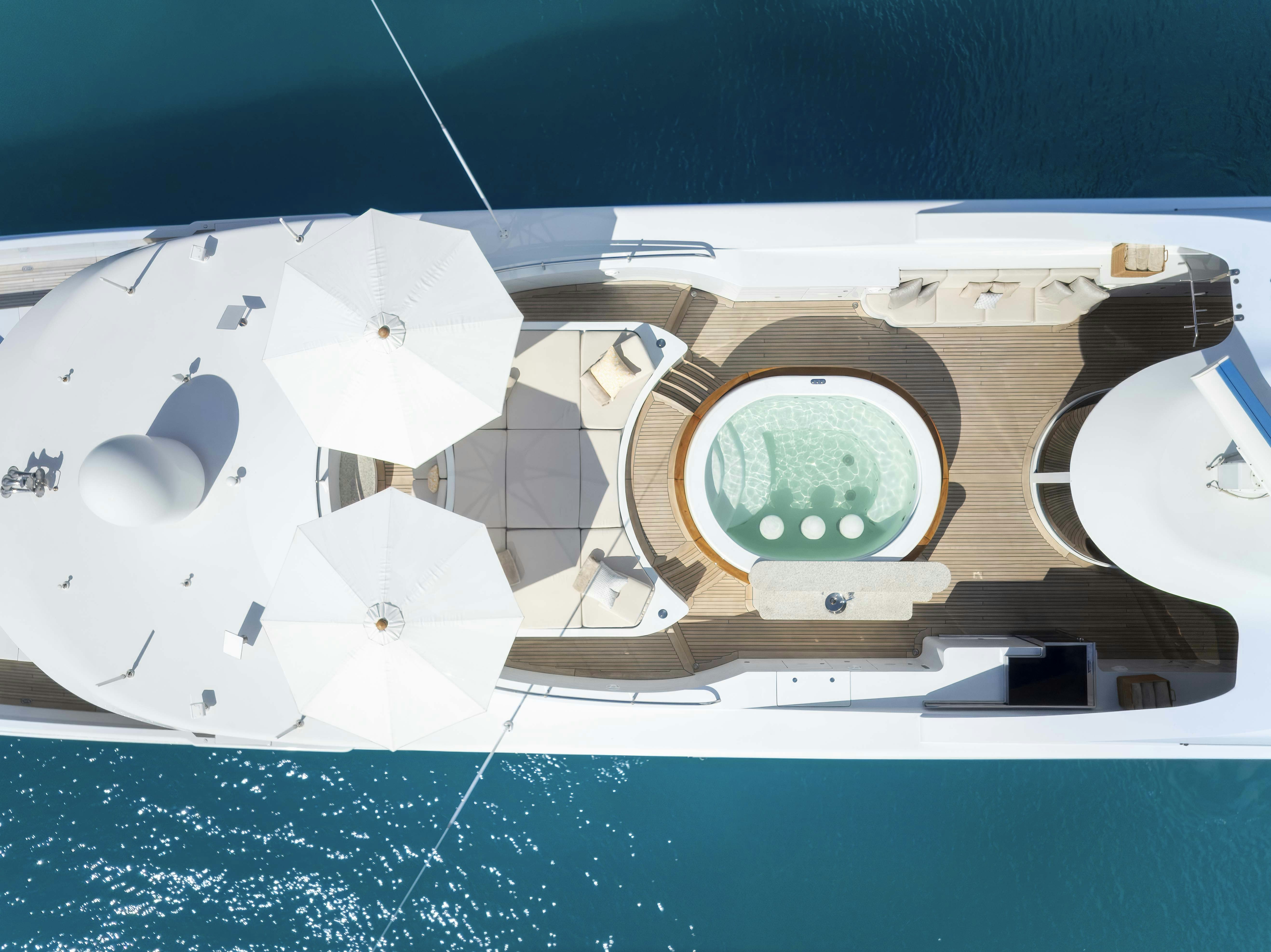 a model of a space ship aboard LA BLANCA Yacht for Charter