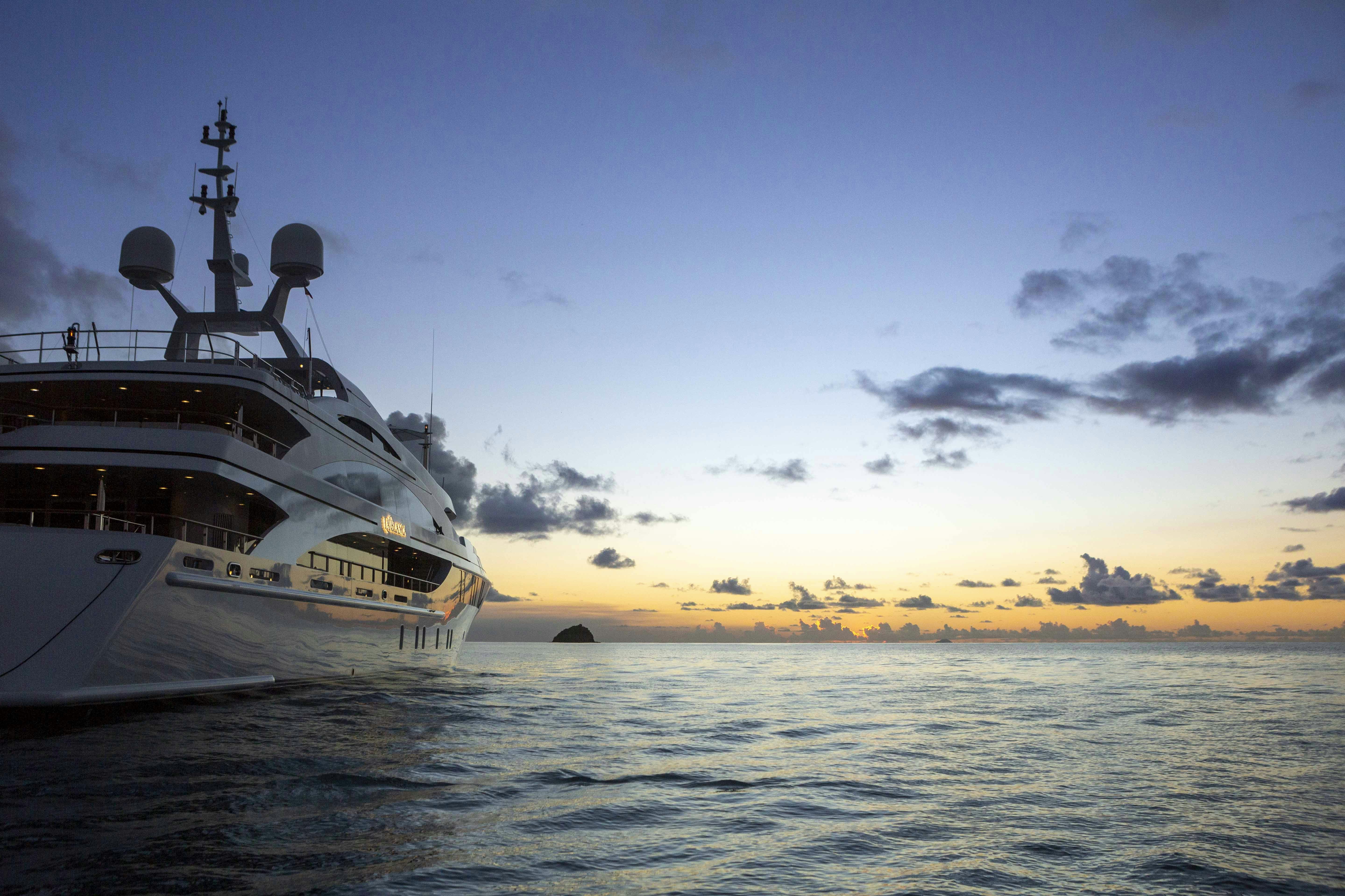 a boat in the water aboard LA BLANCA Yacht for Charter