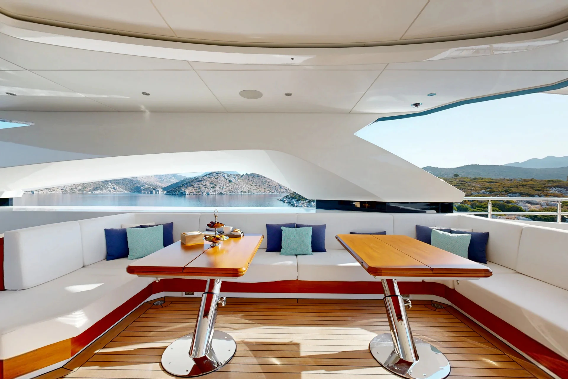 a room with a table and chairs aboard ETERNAL SPARK Yacht for Charter