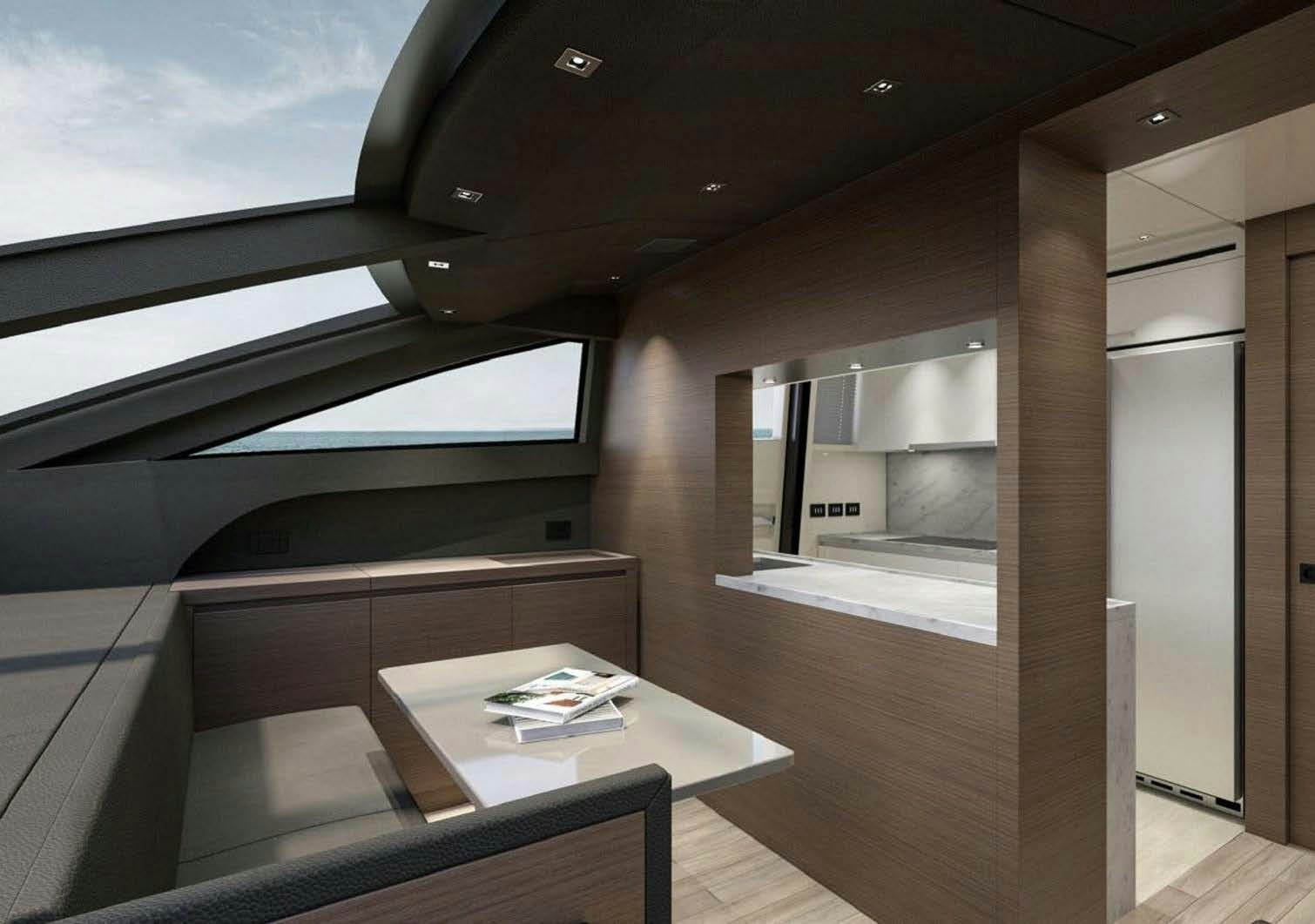 a room with a table and chairs aboard AKASTI Yacht for Charter