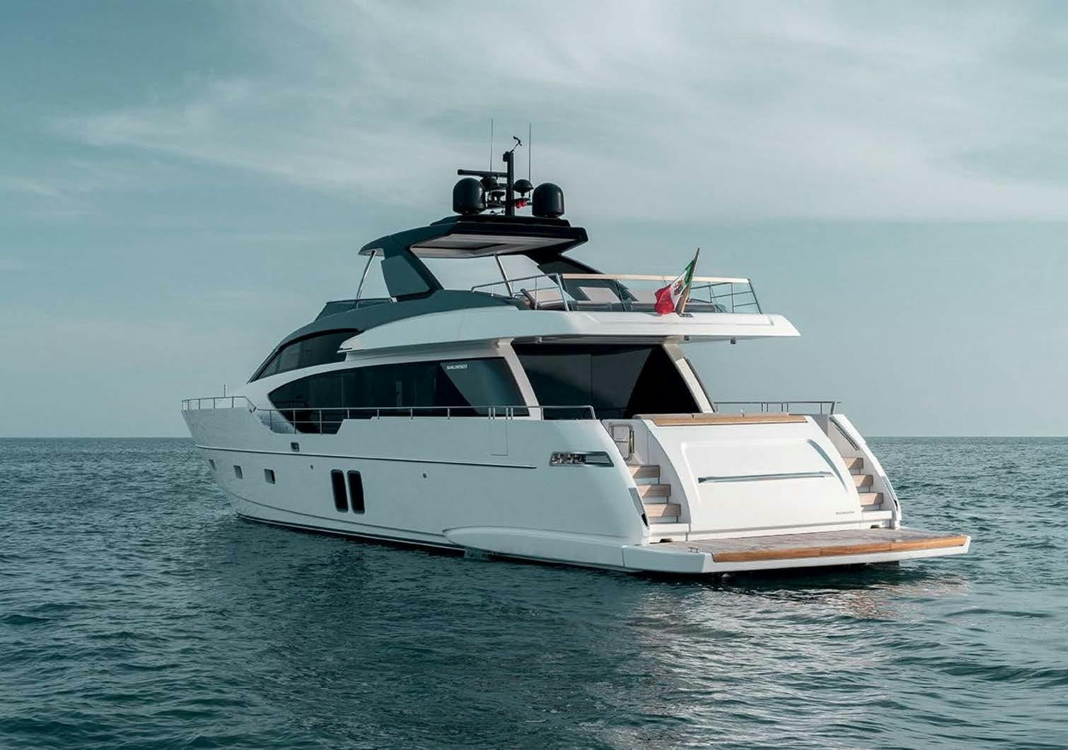a white yacht in the water aboard AKASTI Yacht for Charter