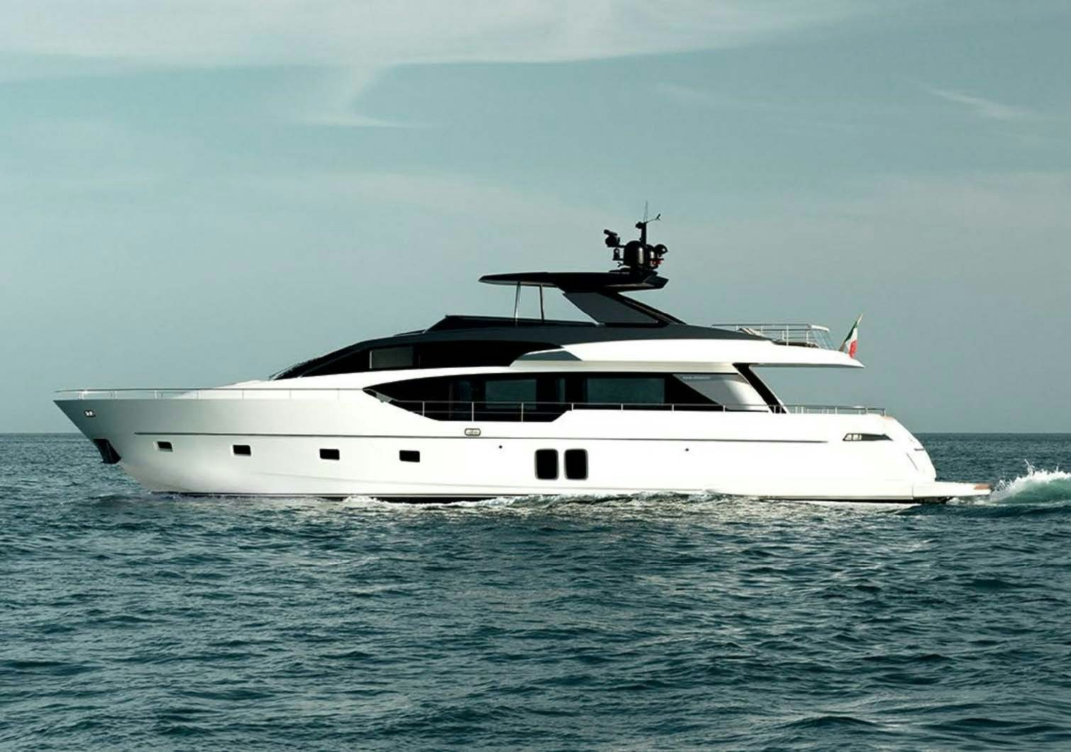 a white yacht in the water aboard AKASTI Yacht for Charter