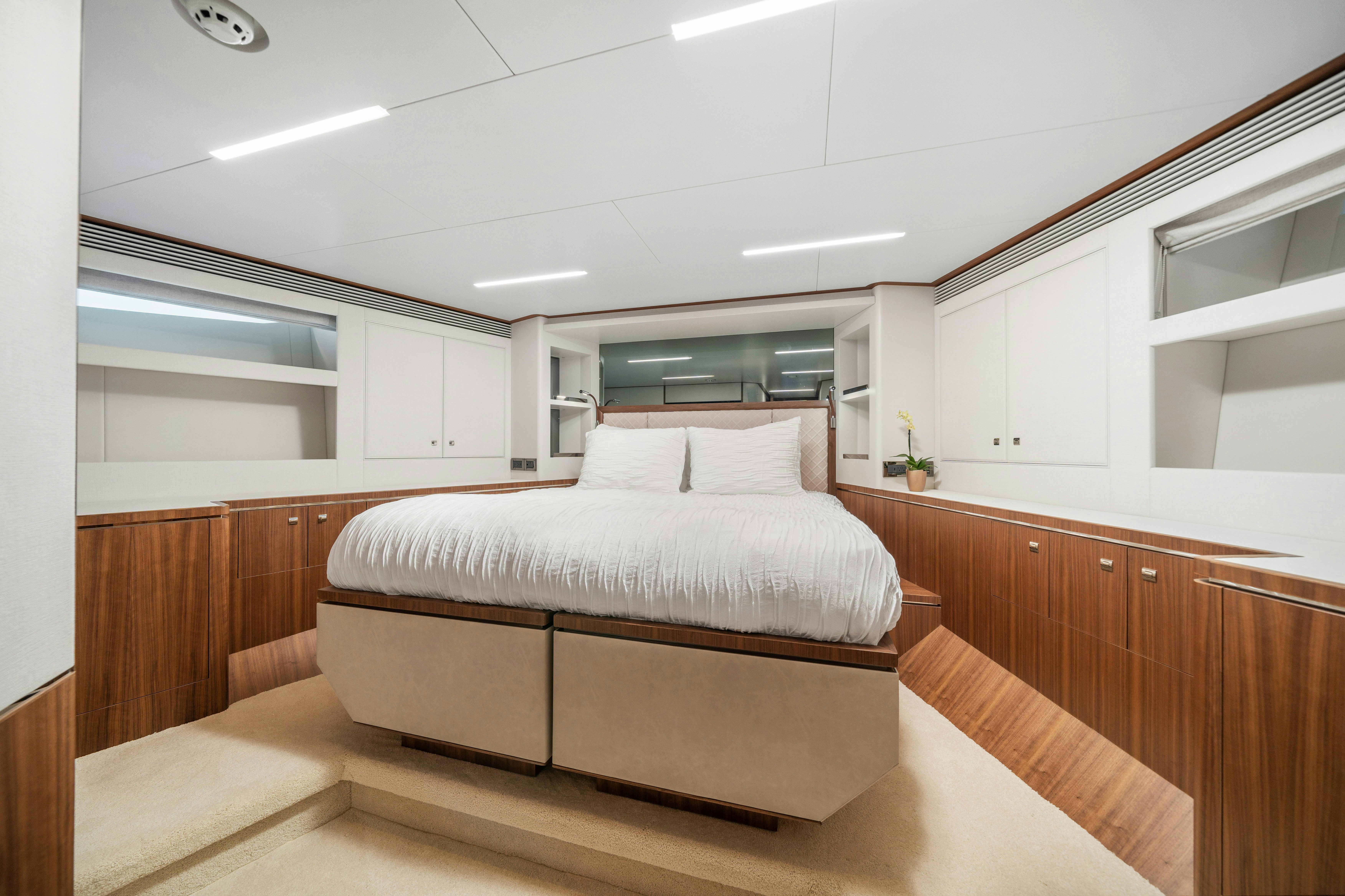 a bedroom with a bed aboard RIO Yacht for Sale