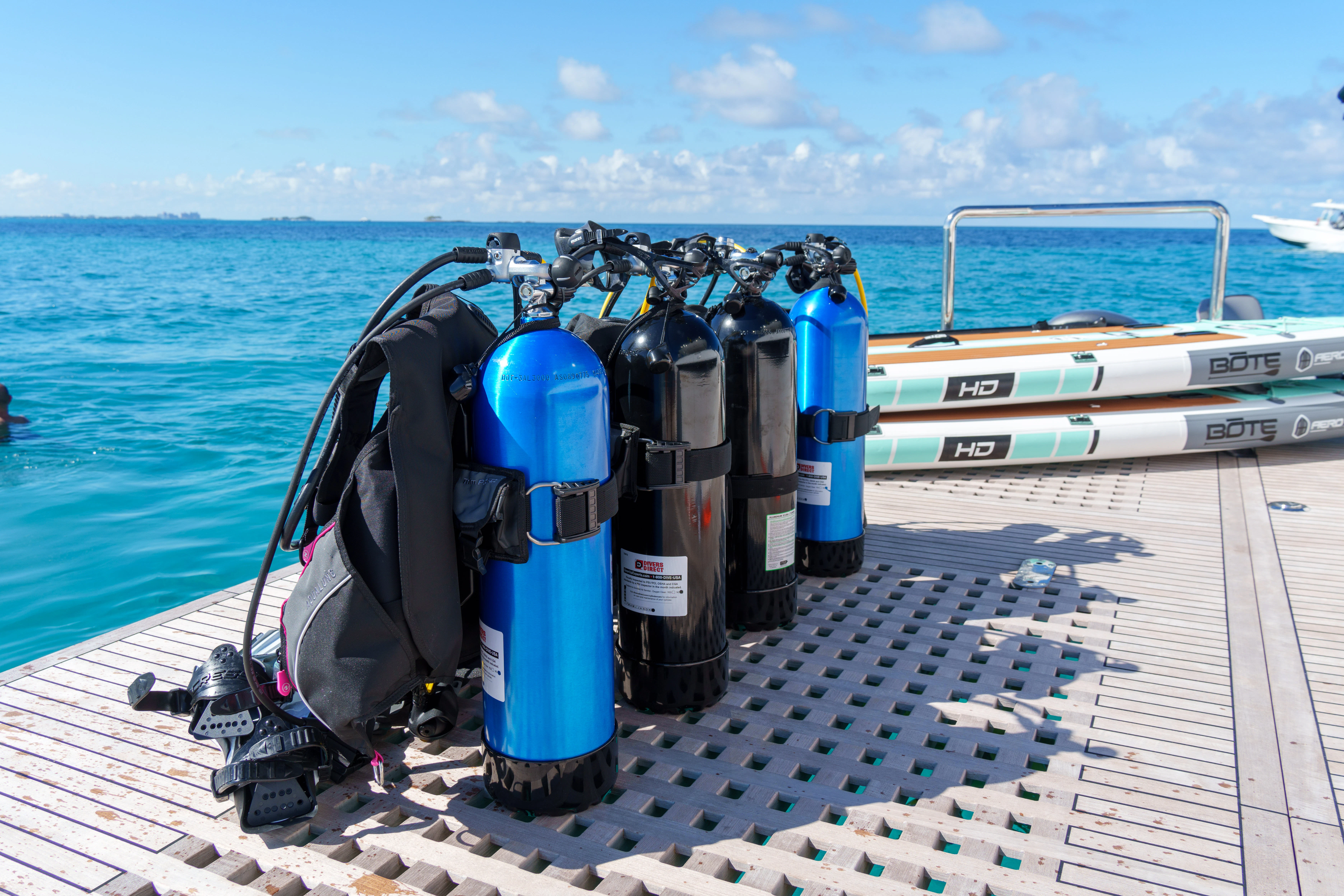 a group of objects on a boat aboard RIO Yacht for Charter