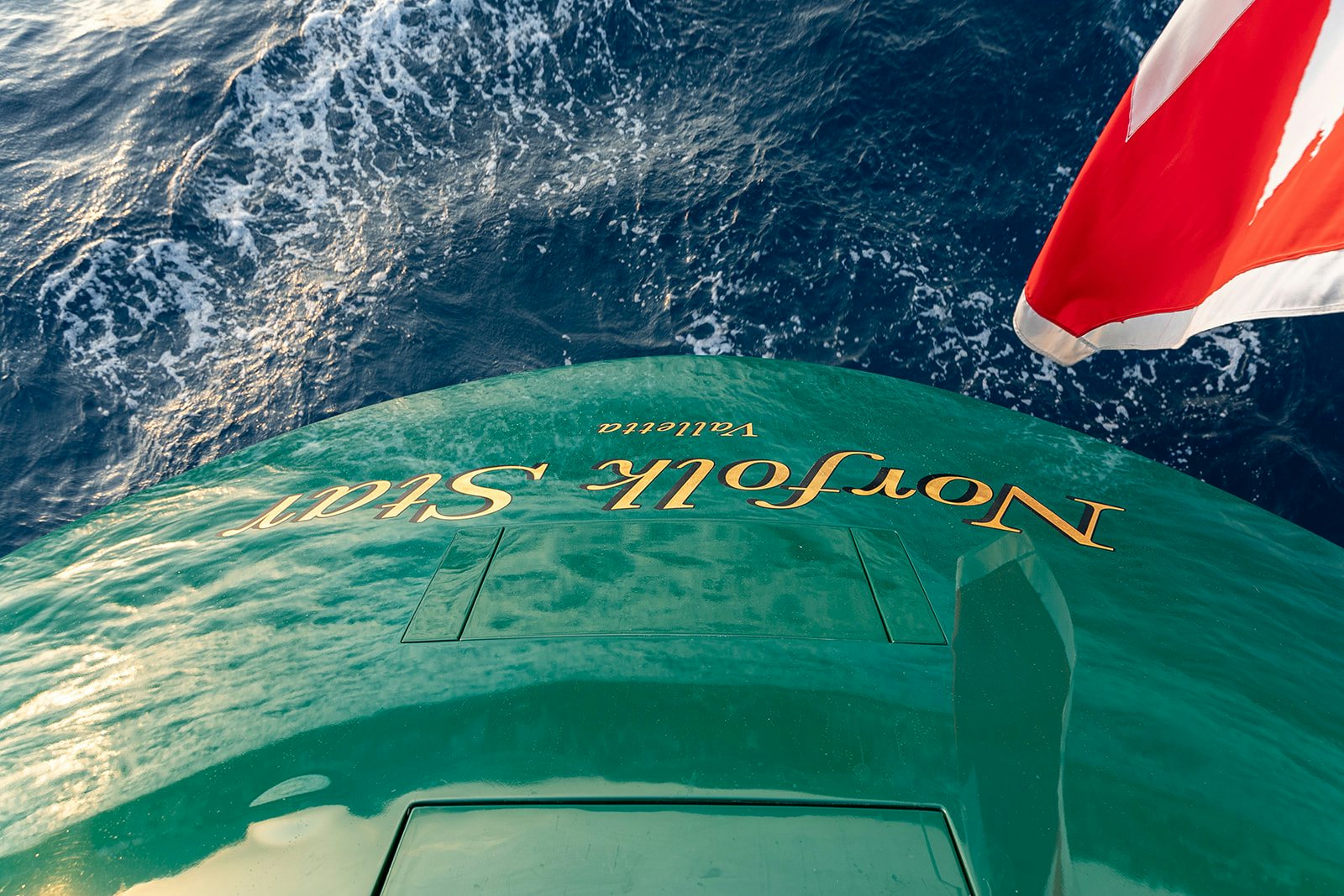 a flag on a boat aboard NORFOLK STAR Yacht for Sale