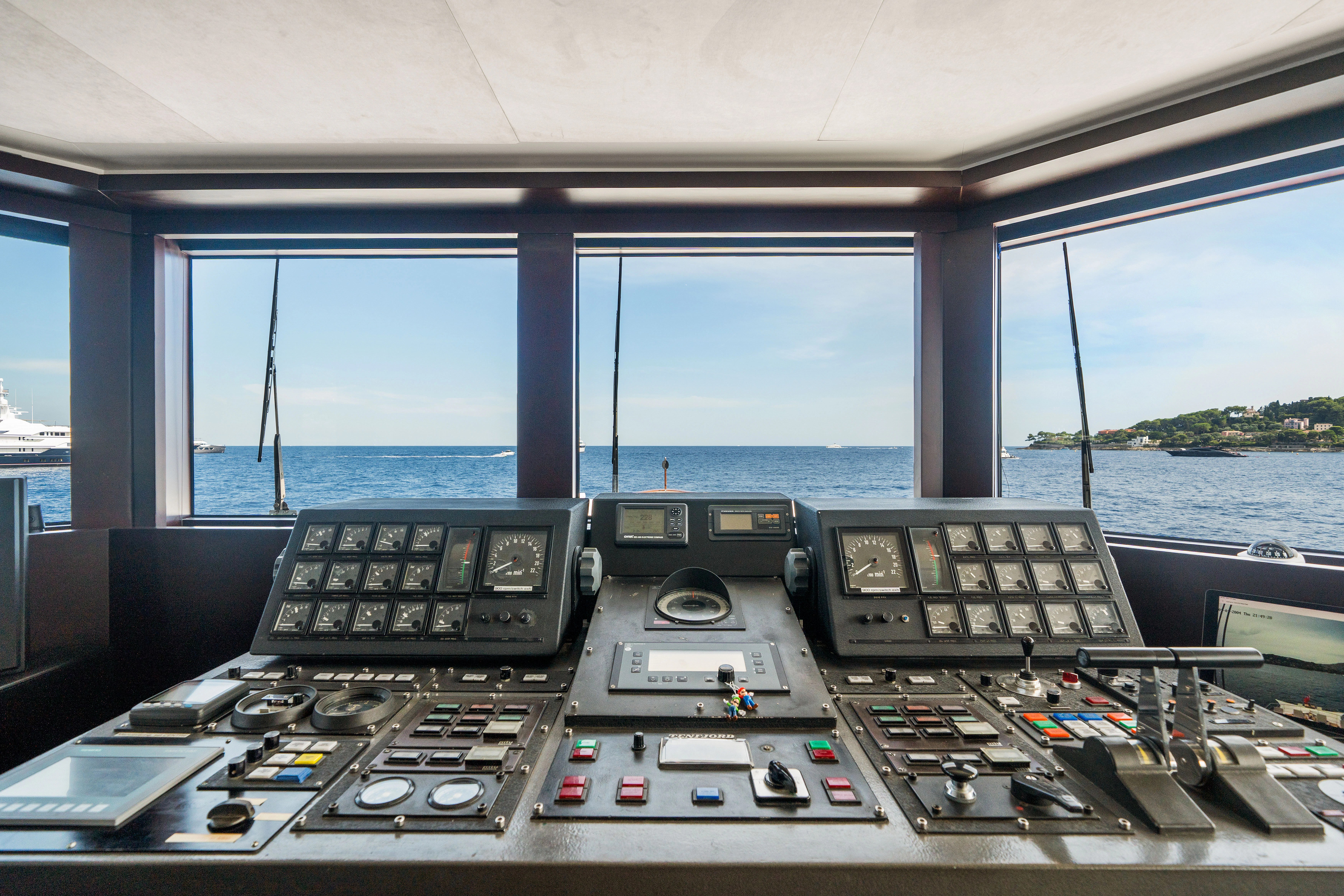 a cockpit of a plane aboard KORU Yacht for Sale