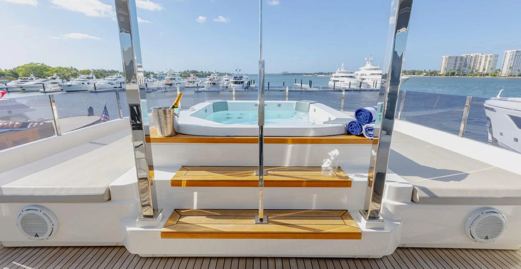a boat on the water aboard COFINA Yacht for Charter