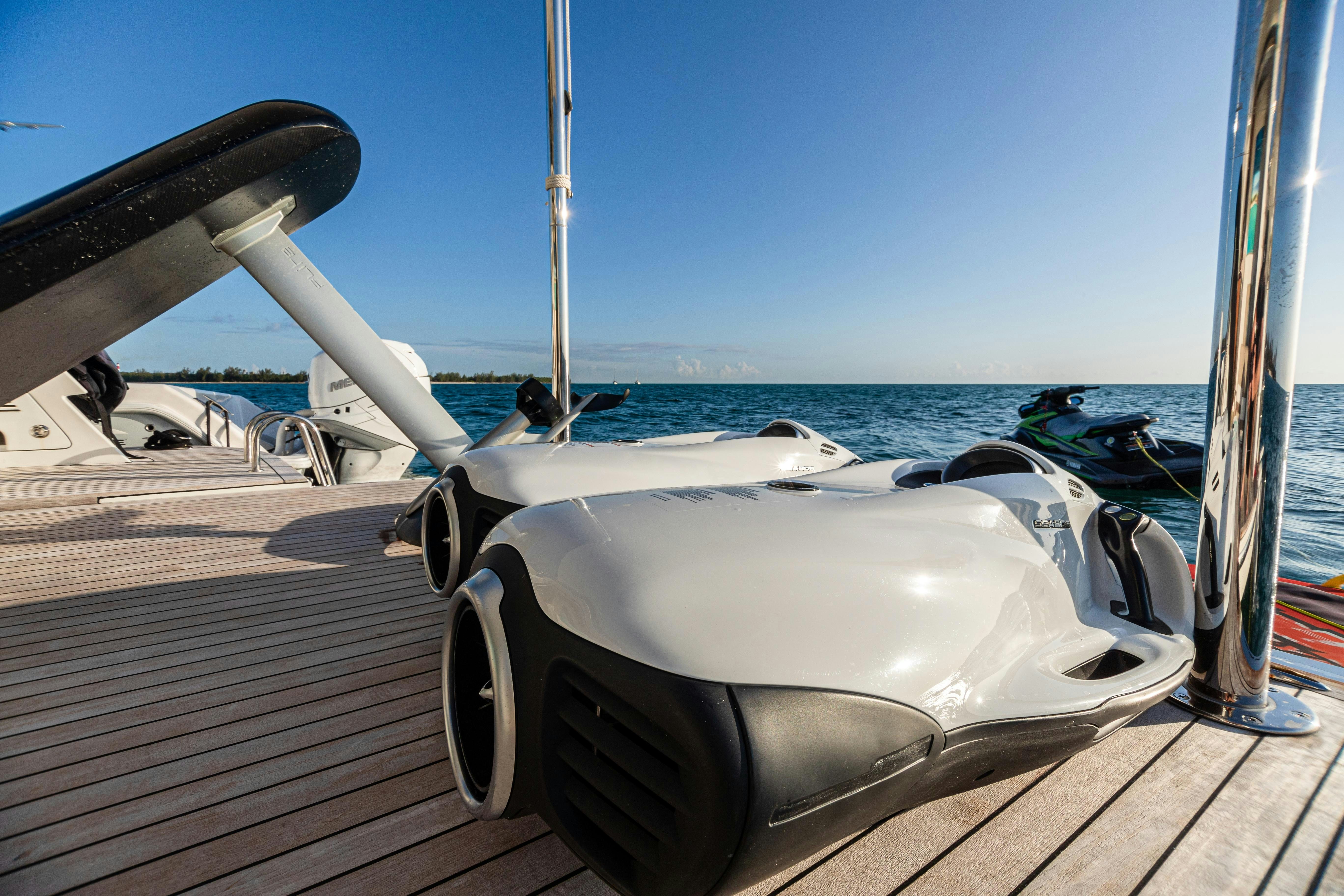 a boat on a deck aboard I C Yacht for Charter