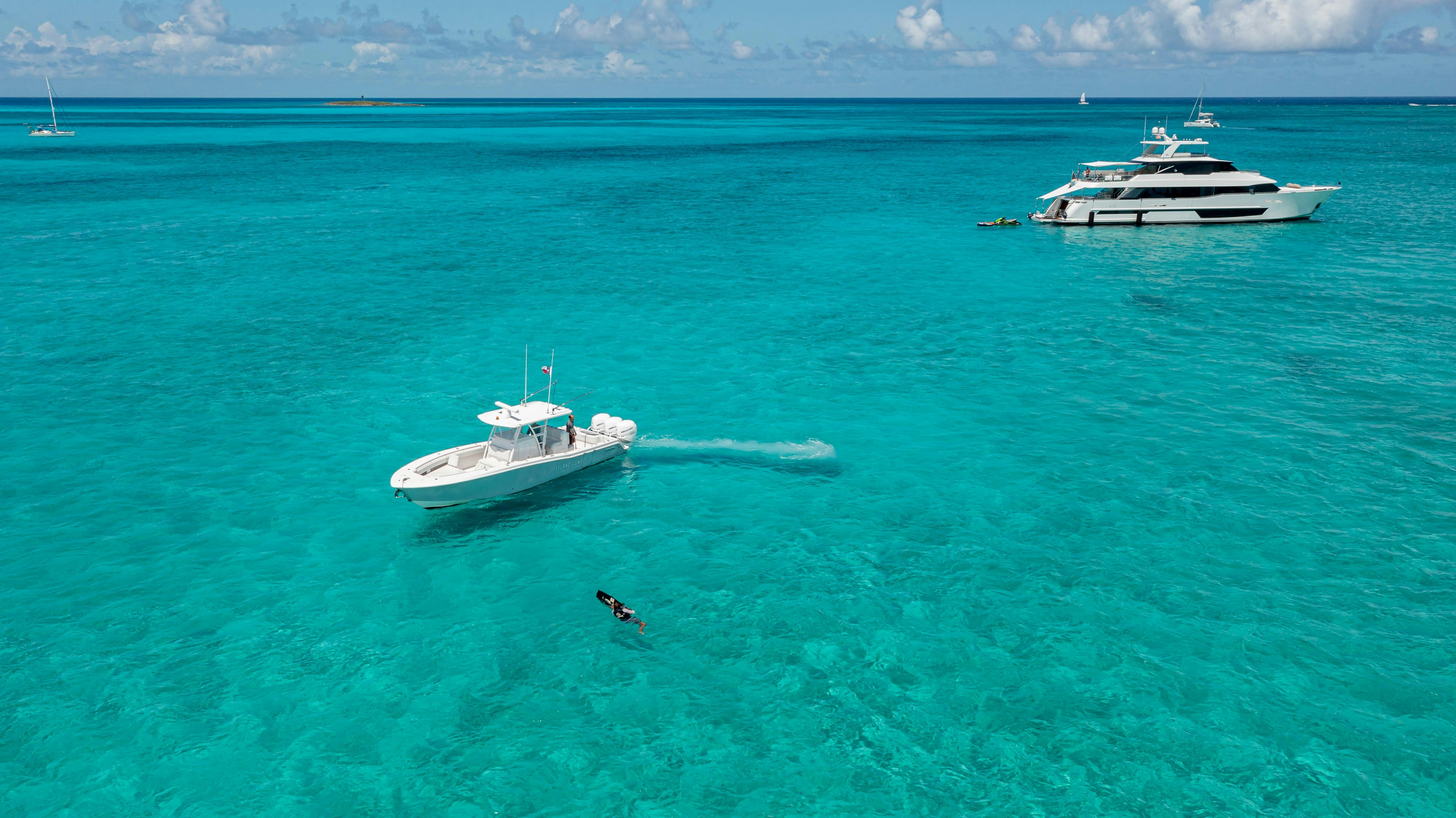 a person in the water aboard I C Yacht for Charter