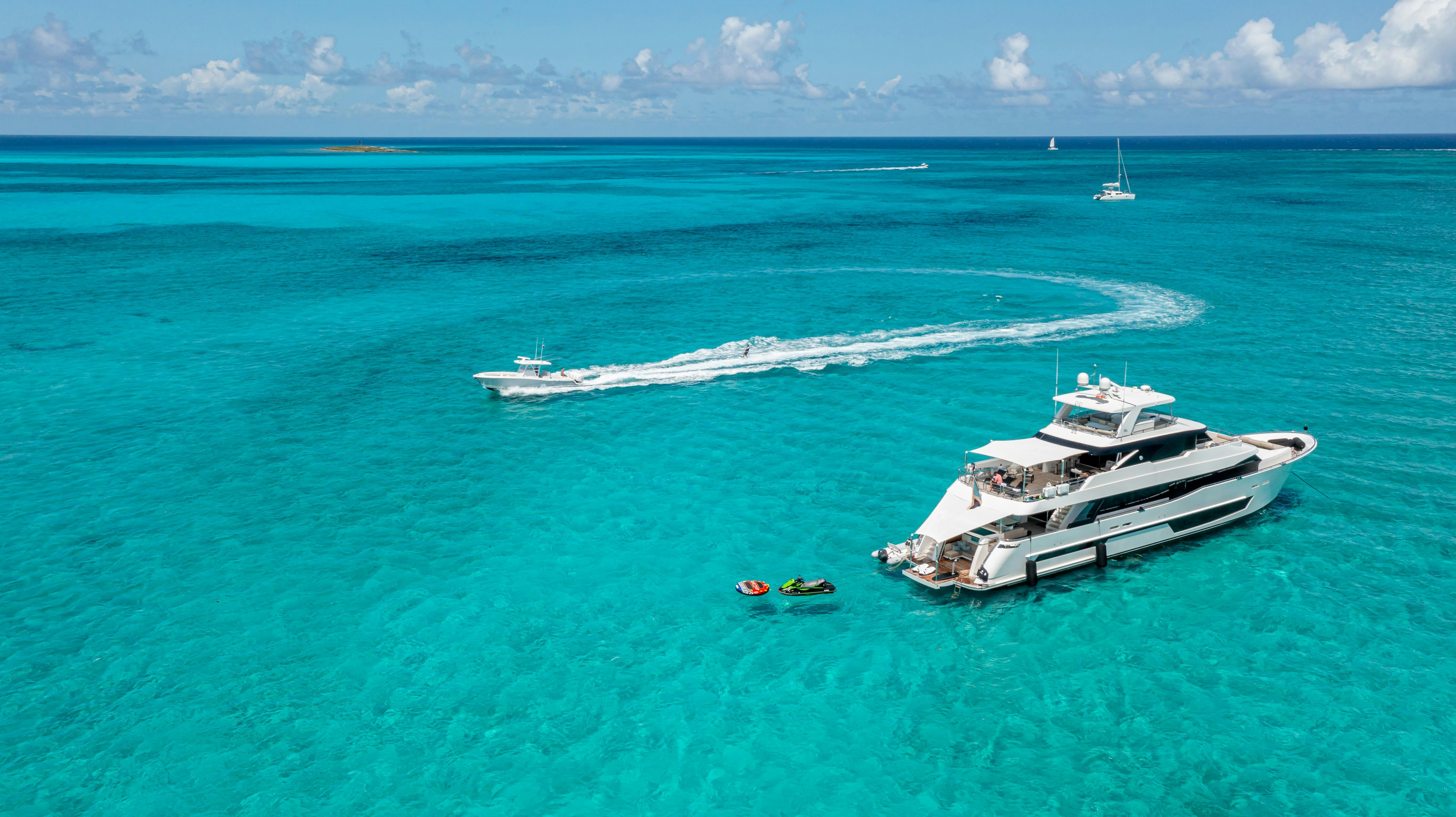 a boat in the water aboard I C Yacht for Charter